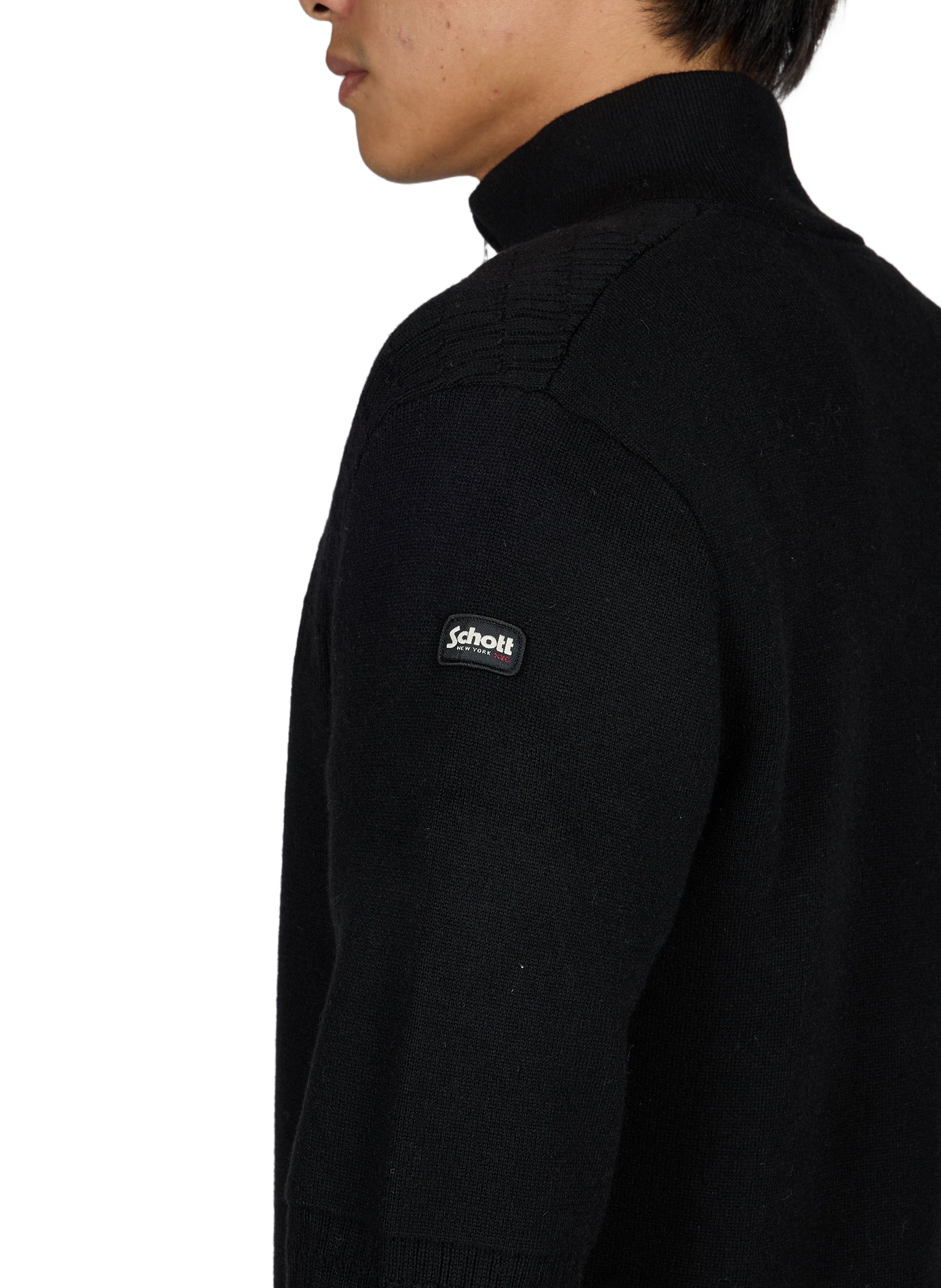 Pullover mit Reißverschluss-Stehkragen SCHOTT Schwarz