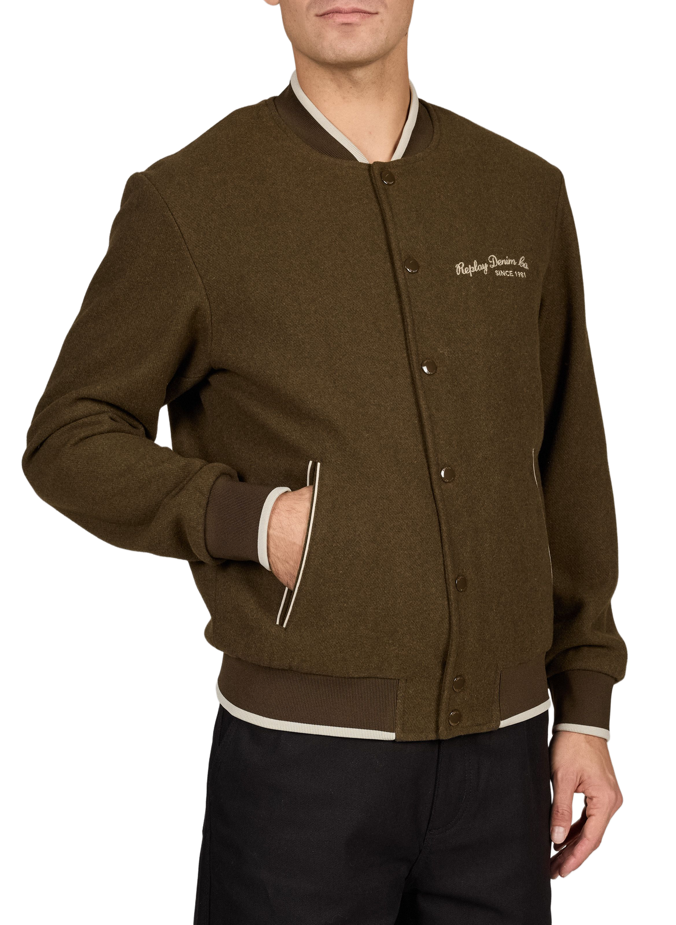 Straight-fit blazer REPLAY Brown