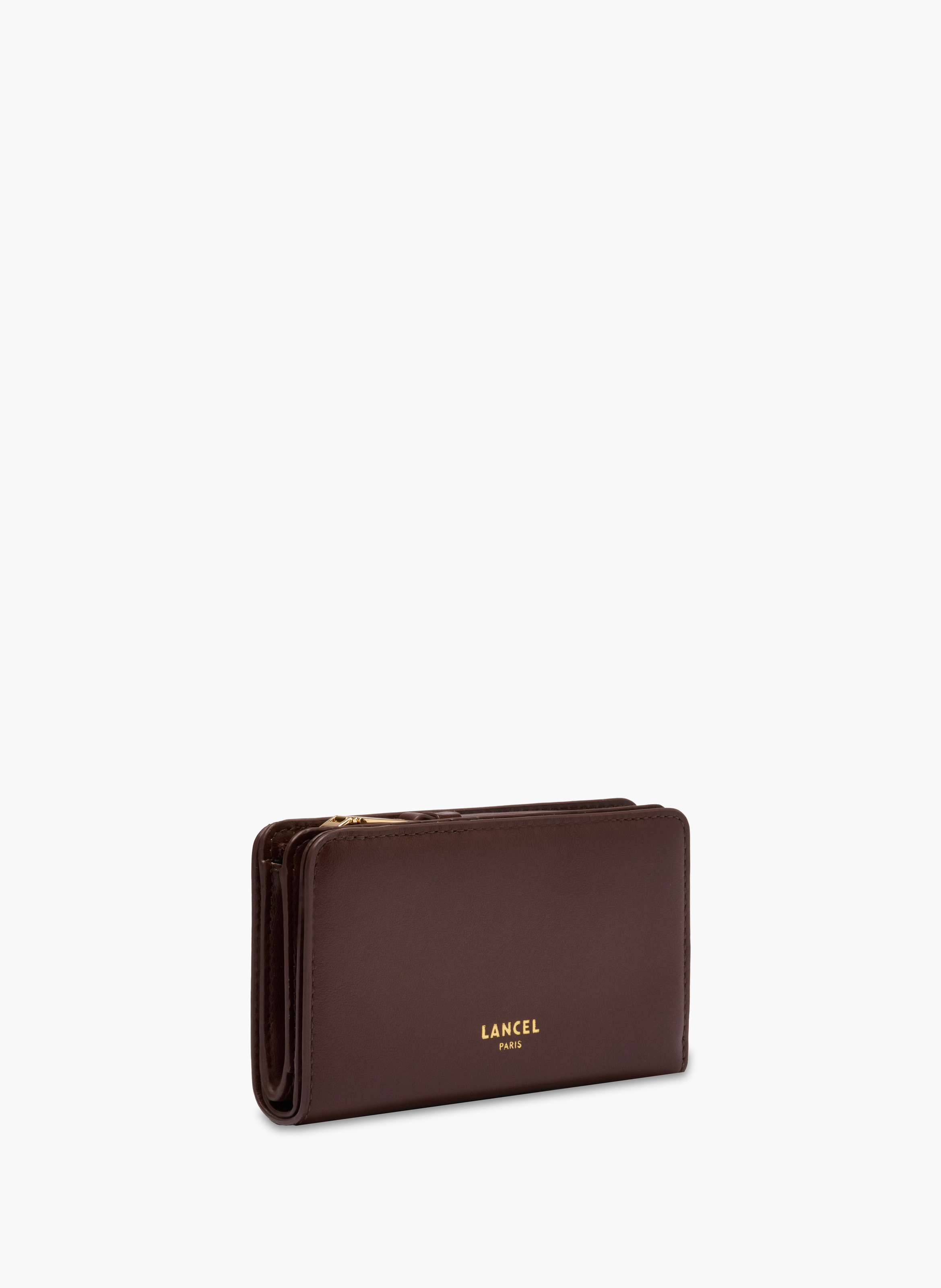 Portefeuille rectangulaire zippé origami de lancel en cuir LANCEL Marron