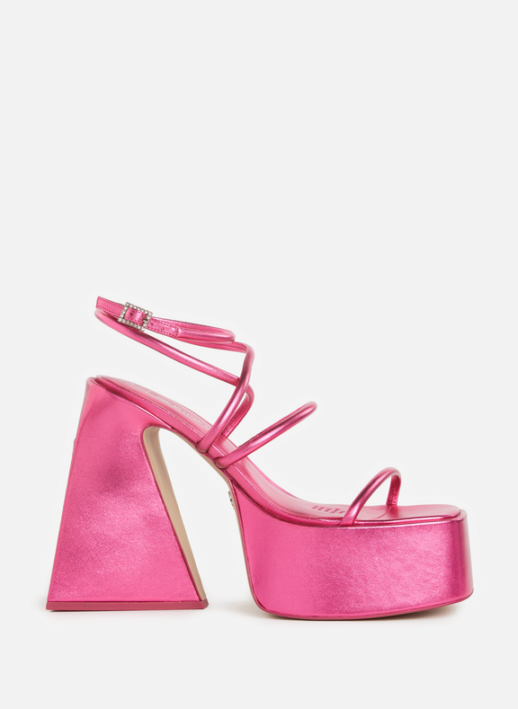 NAKED WOLFE Heeled leather sandals Pink