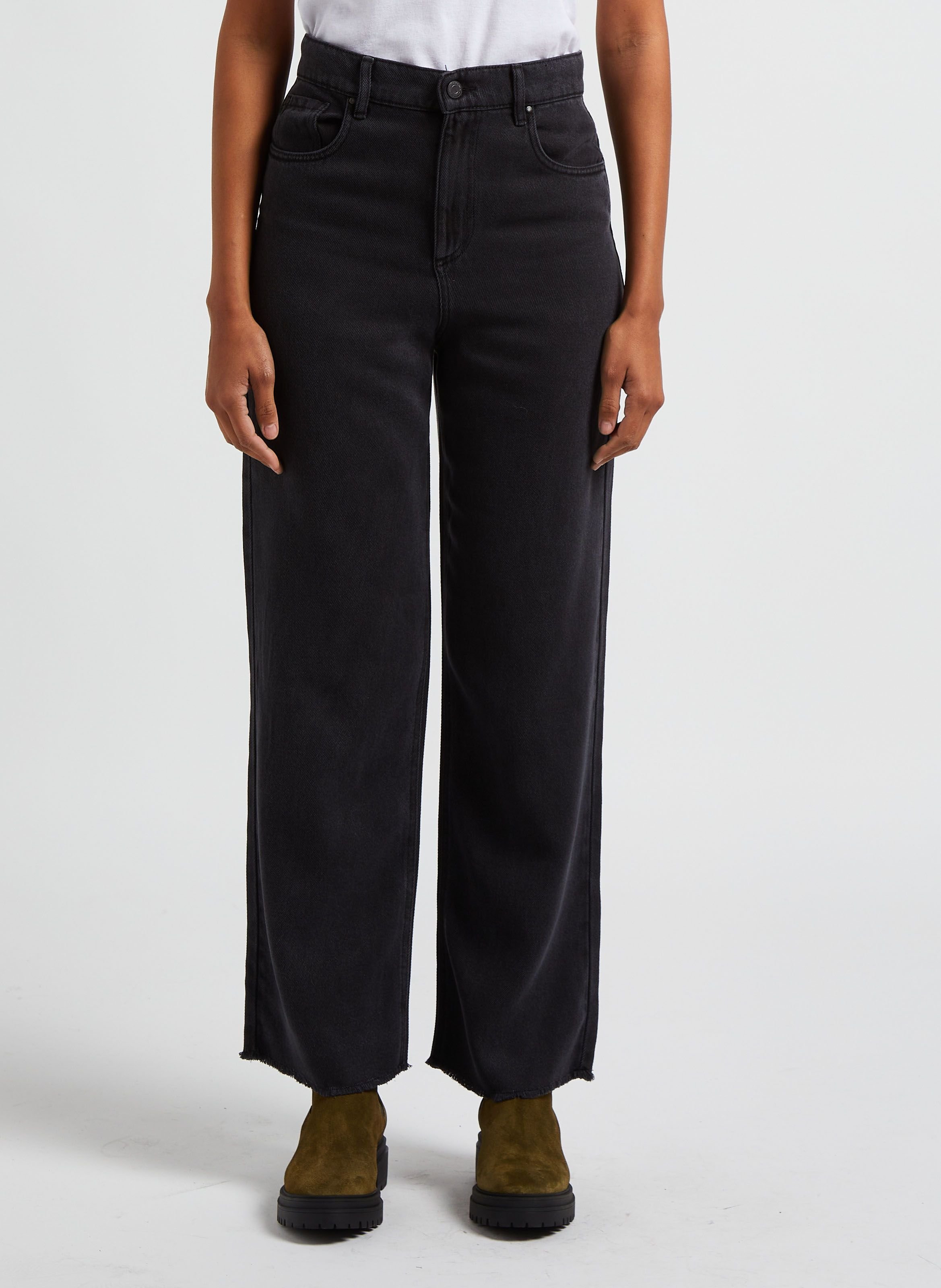 Pantalon taille haute en denim