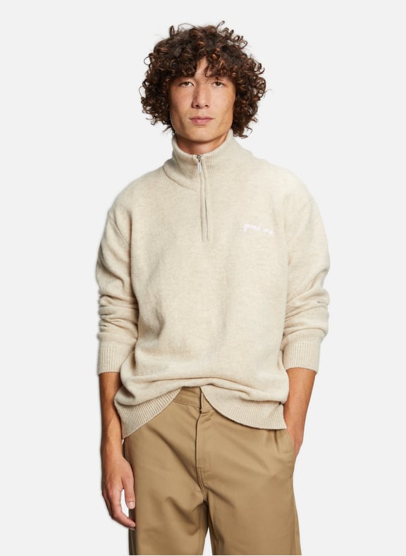 Virgin wool zip-neck sweater Beige by MAISON LABICHE MAISON LABICHE Virgin wool zip-neck sweater Beige