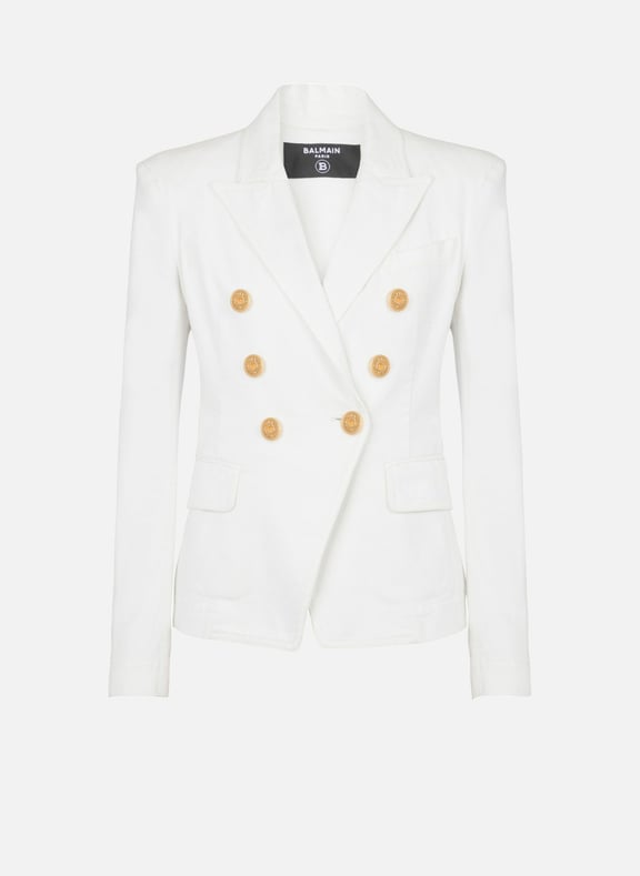 Veste 6boutons en denim Blanc by BALMAIN BALMAIN Veste 6boutons en denim Blanc