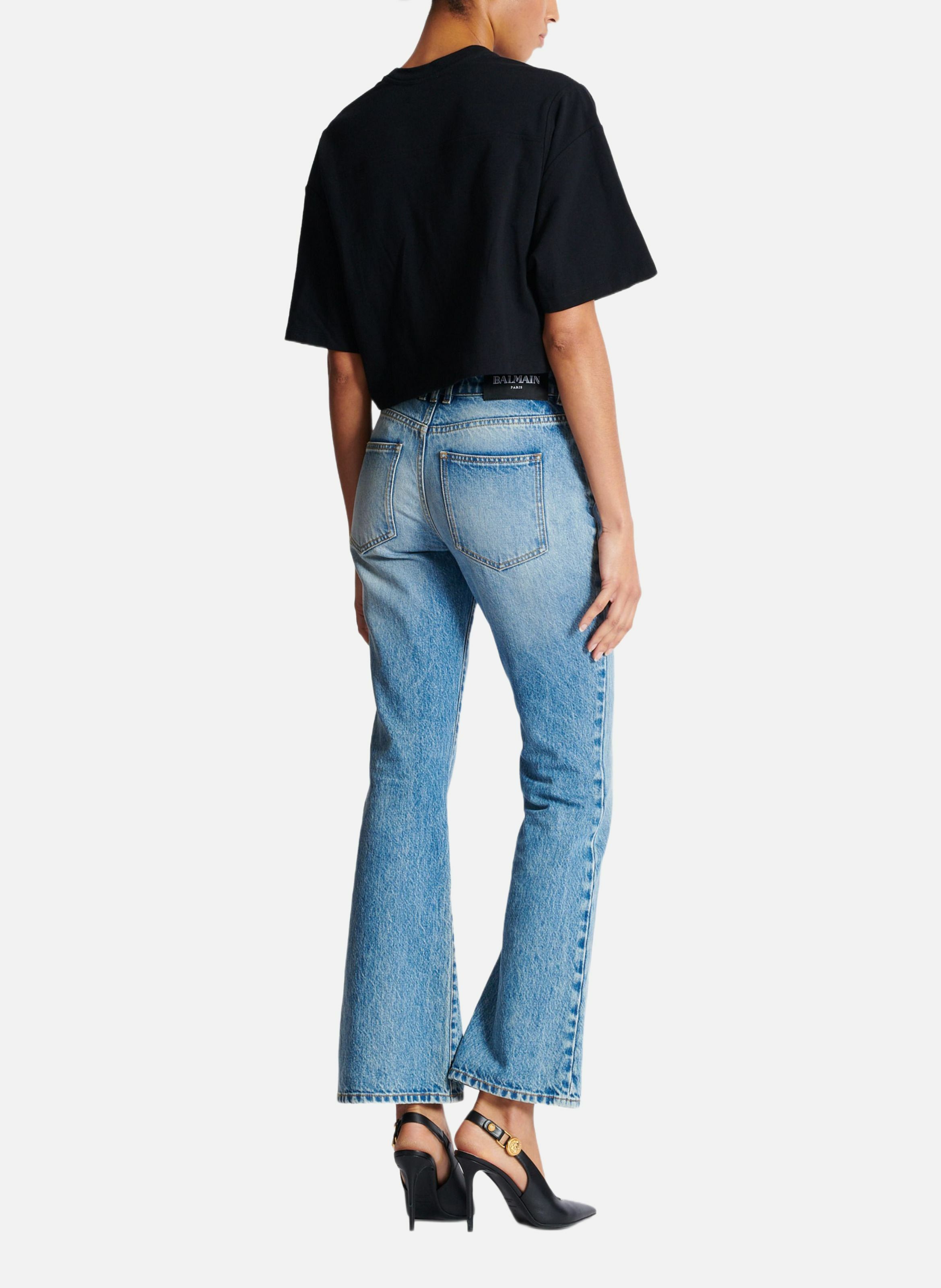 T-shirt court floqué balmain lettre BALMAIN Noir