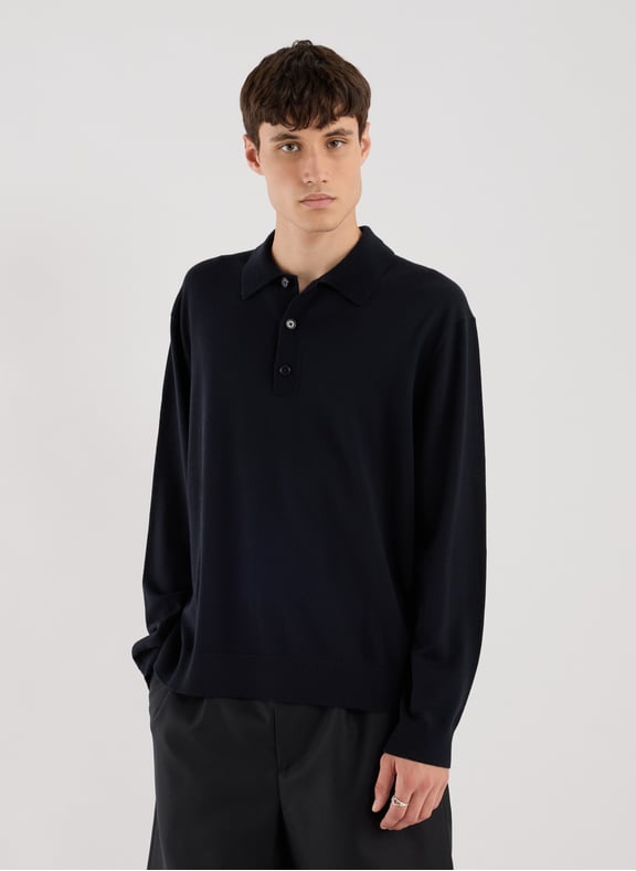 Merino wool polo neck sweater Blue by SAISON 1865 SAISON 1865 Merino wool polo neck sweater Blue