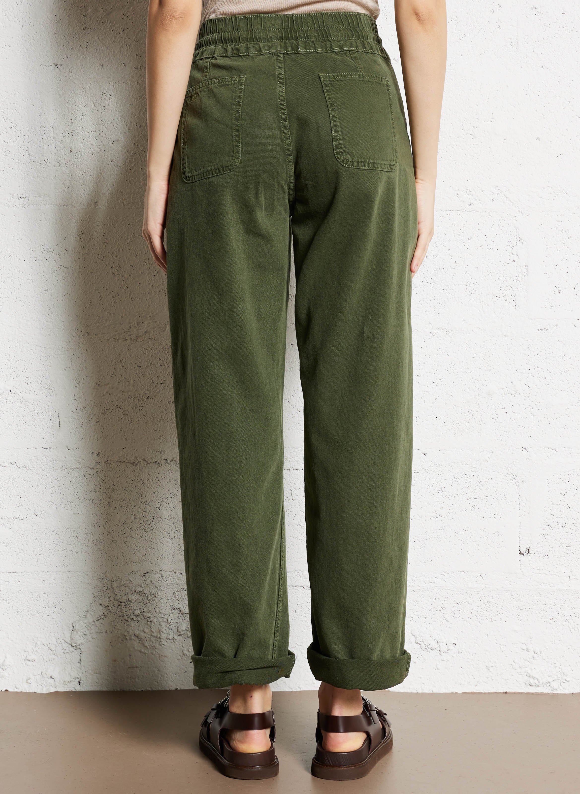 Pantalon droit en coton mélangé fima BA&SH Kaki