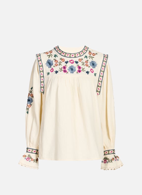 Embroidered loose cotton blouse White by LOUISE MISHA LOUISE MISHA Embroidered loose cotton blouse White