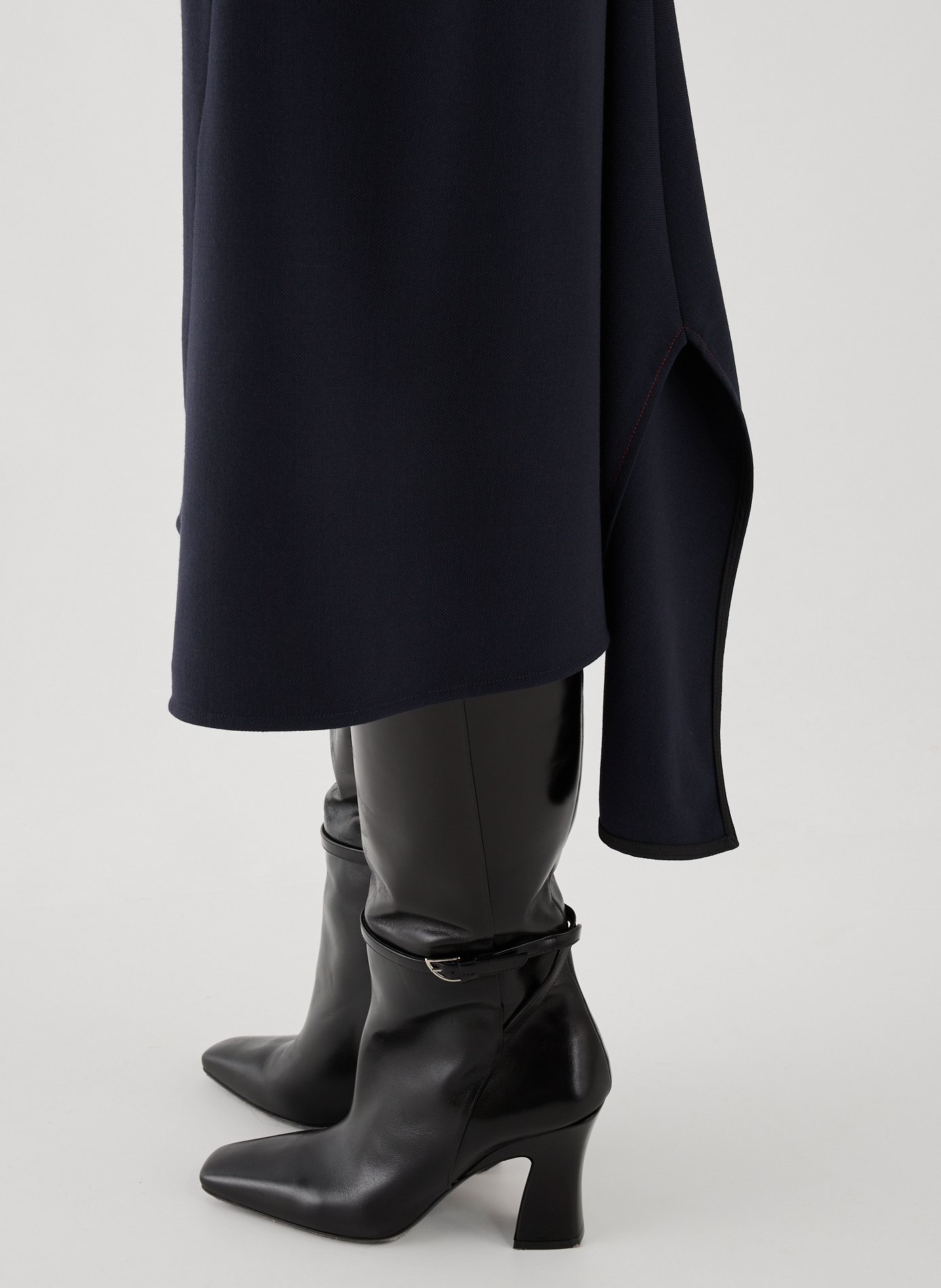 Flared Skirt with Kick Detail Blue