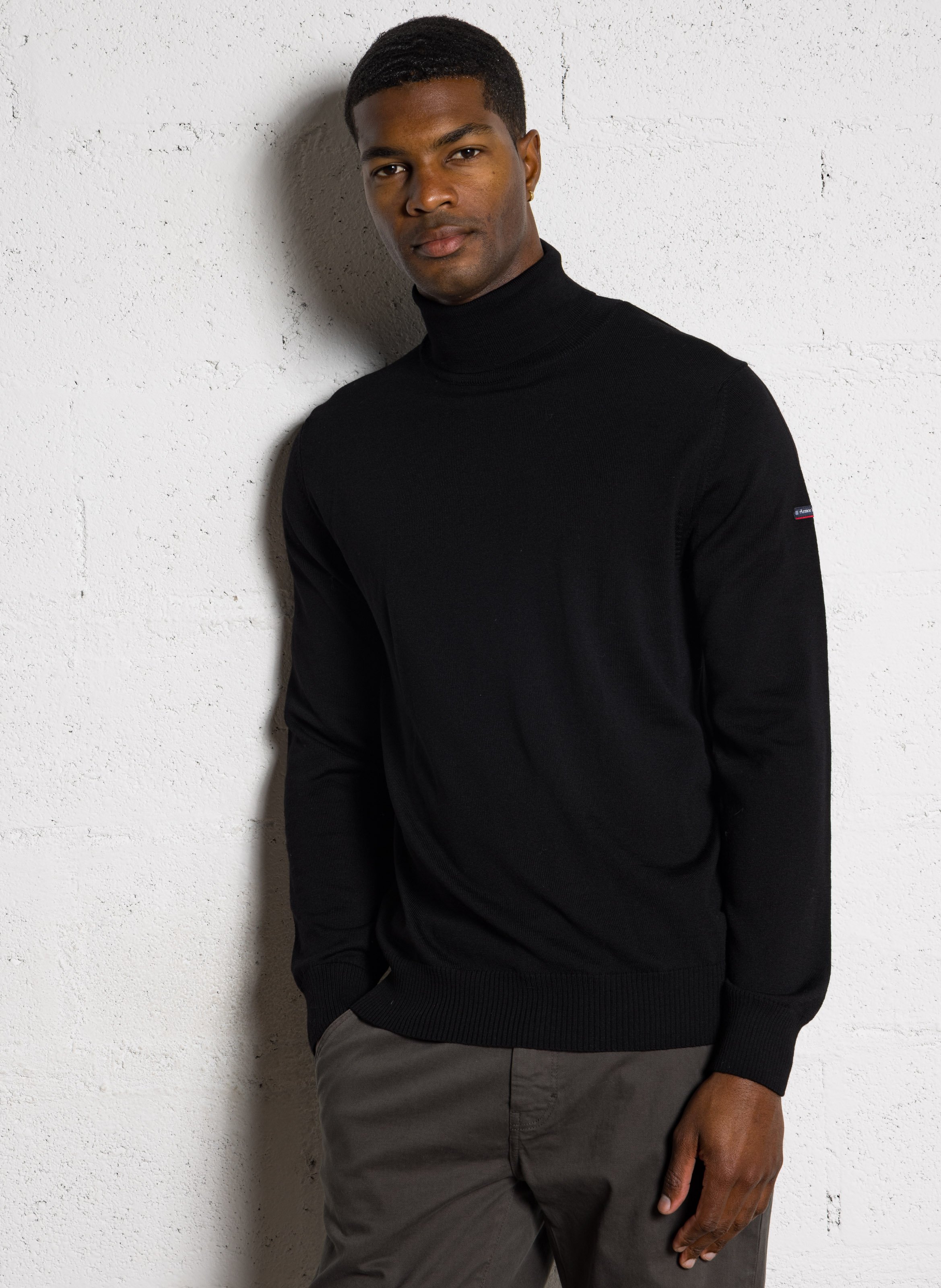 Pull col roulé regular-fit en laine ARMOR-LUX Noir