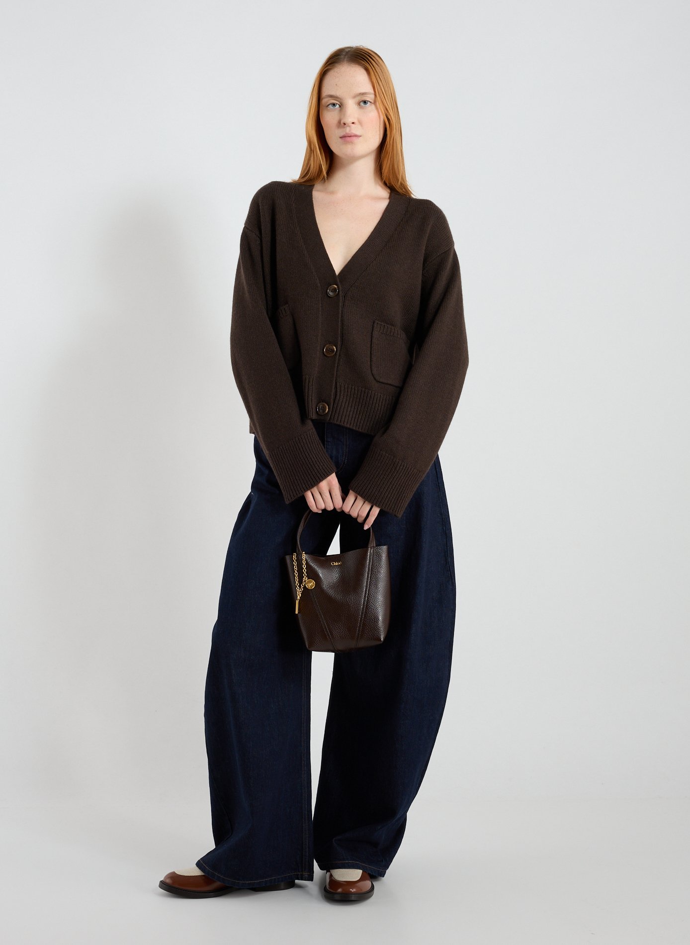 Sac à main Spin en cuir de veau CHLOÉ Marron