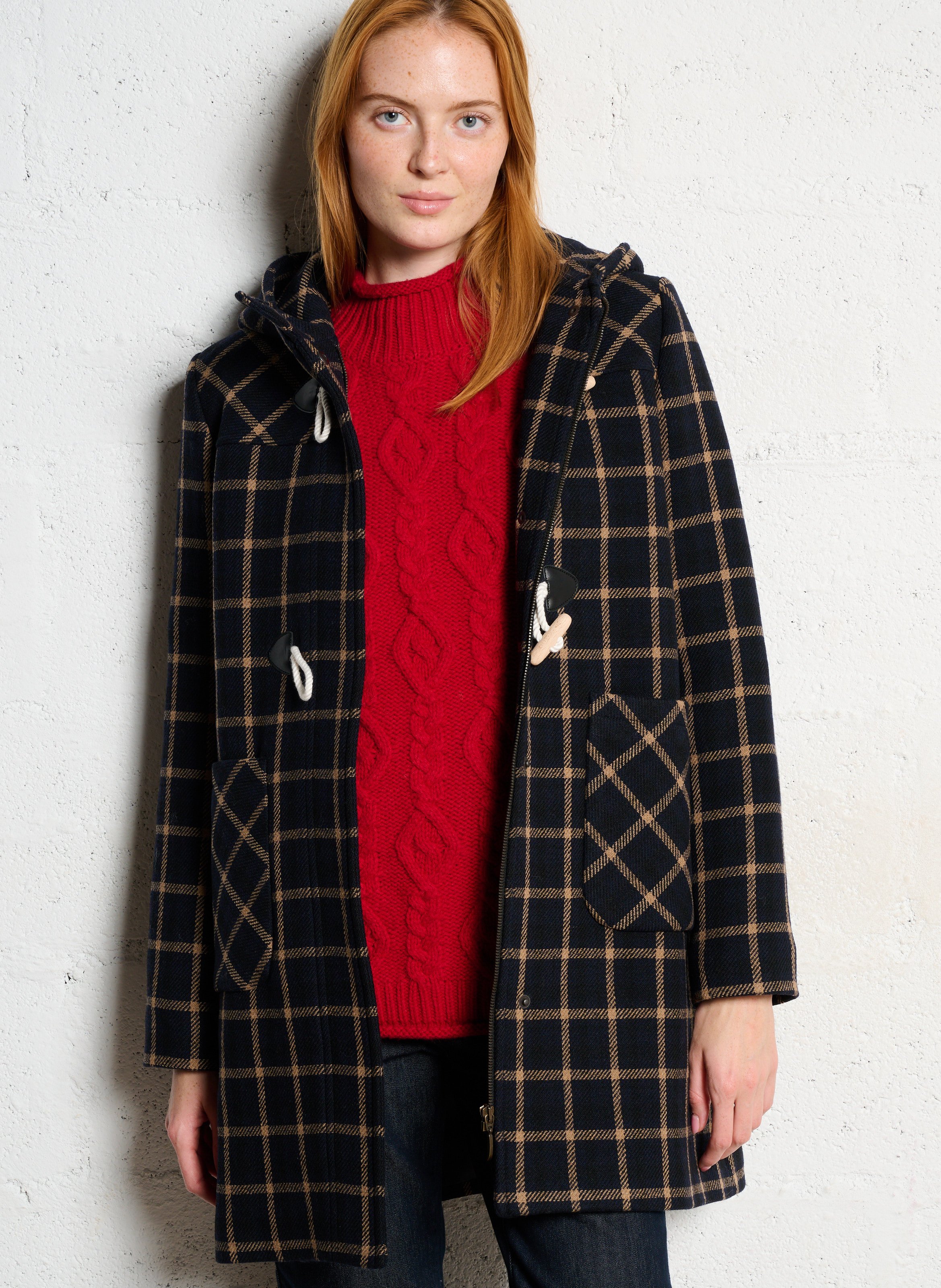 Manteau col montant en laine mélangée ARMOR-LUX Bleu