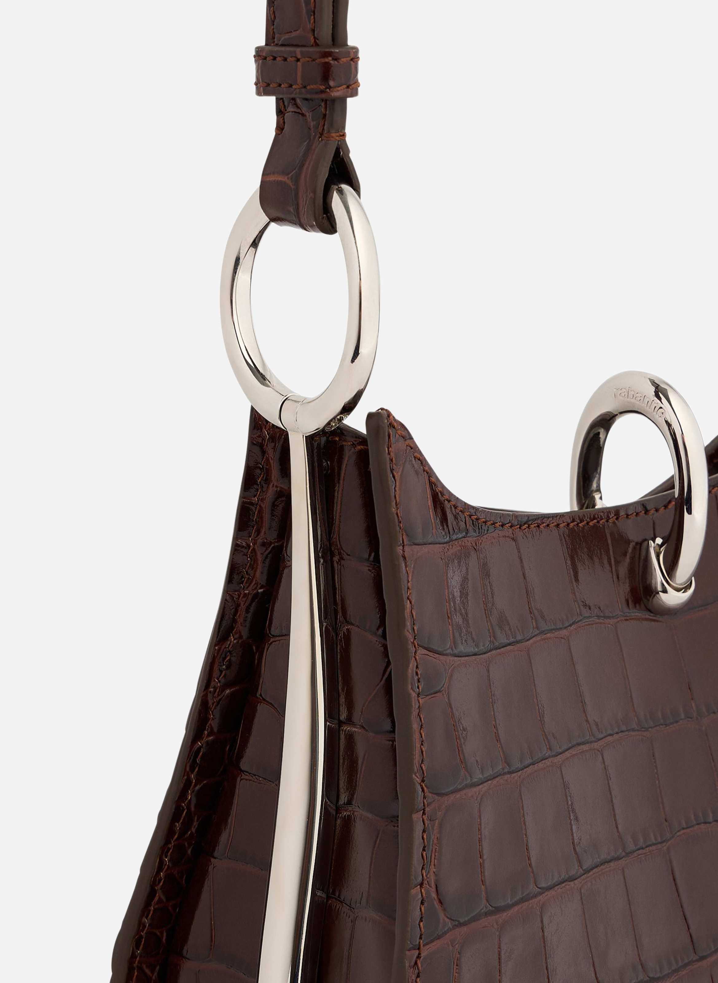 Petit sac ring en cuir RABANNE Marron