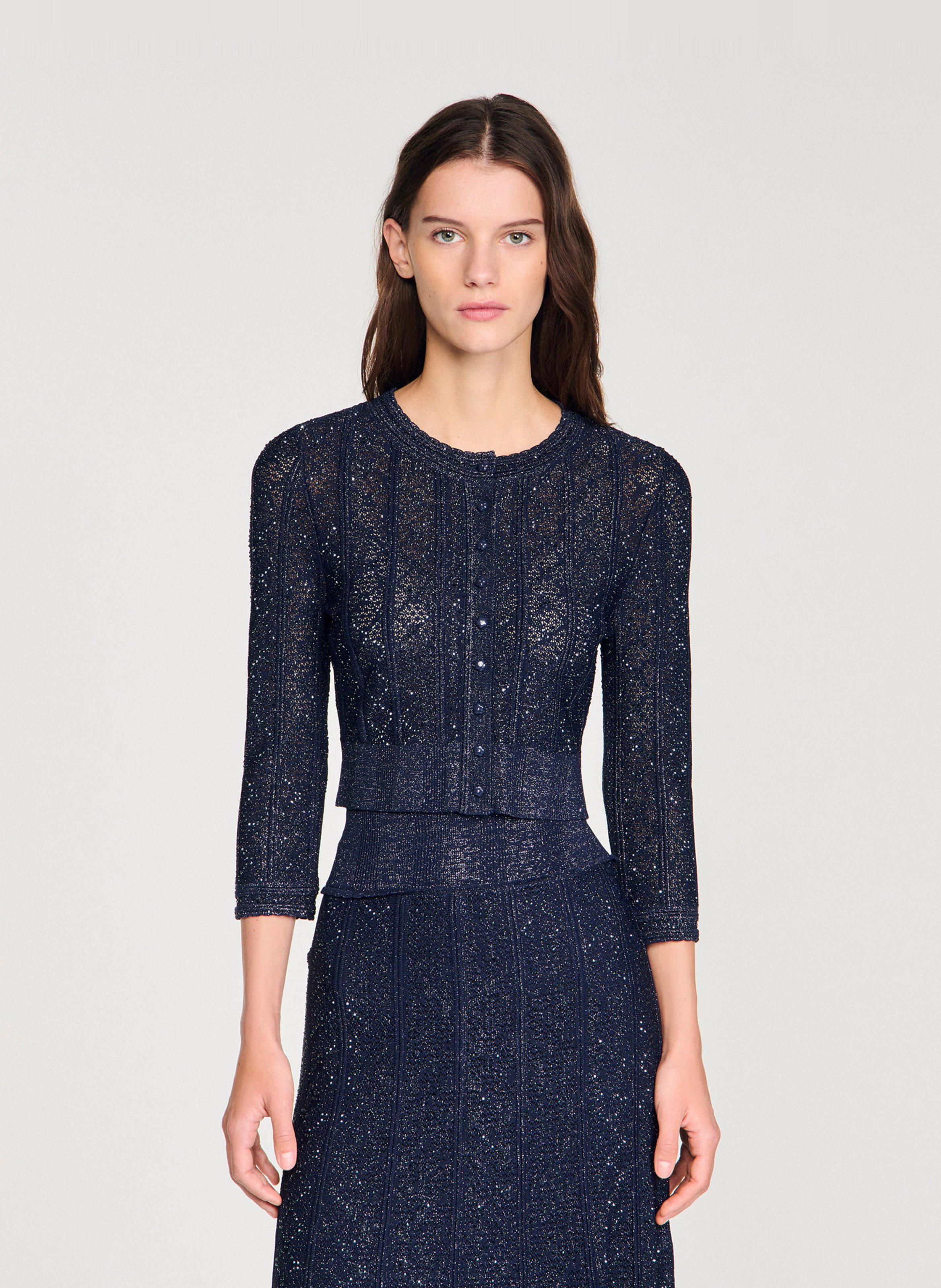 Cardigan col rond SANDRO Bleu