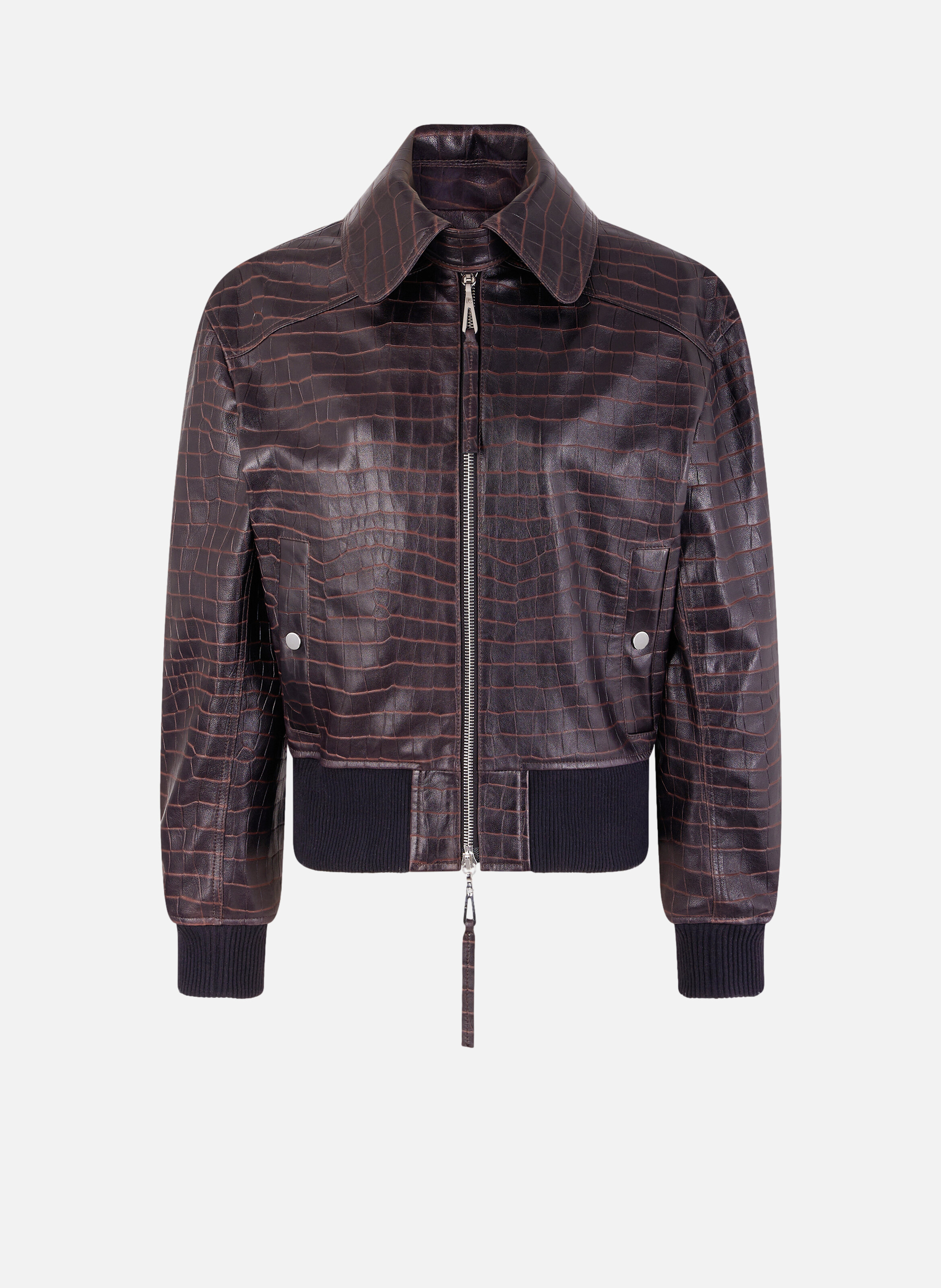 Blouson aviateur en cuir RABANNE Marron