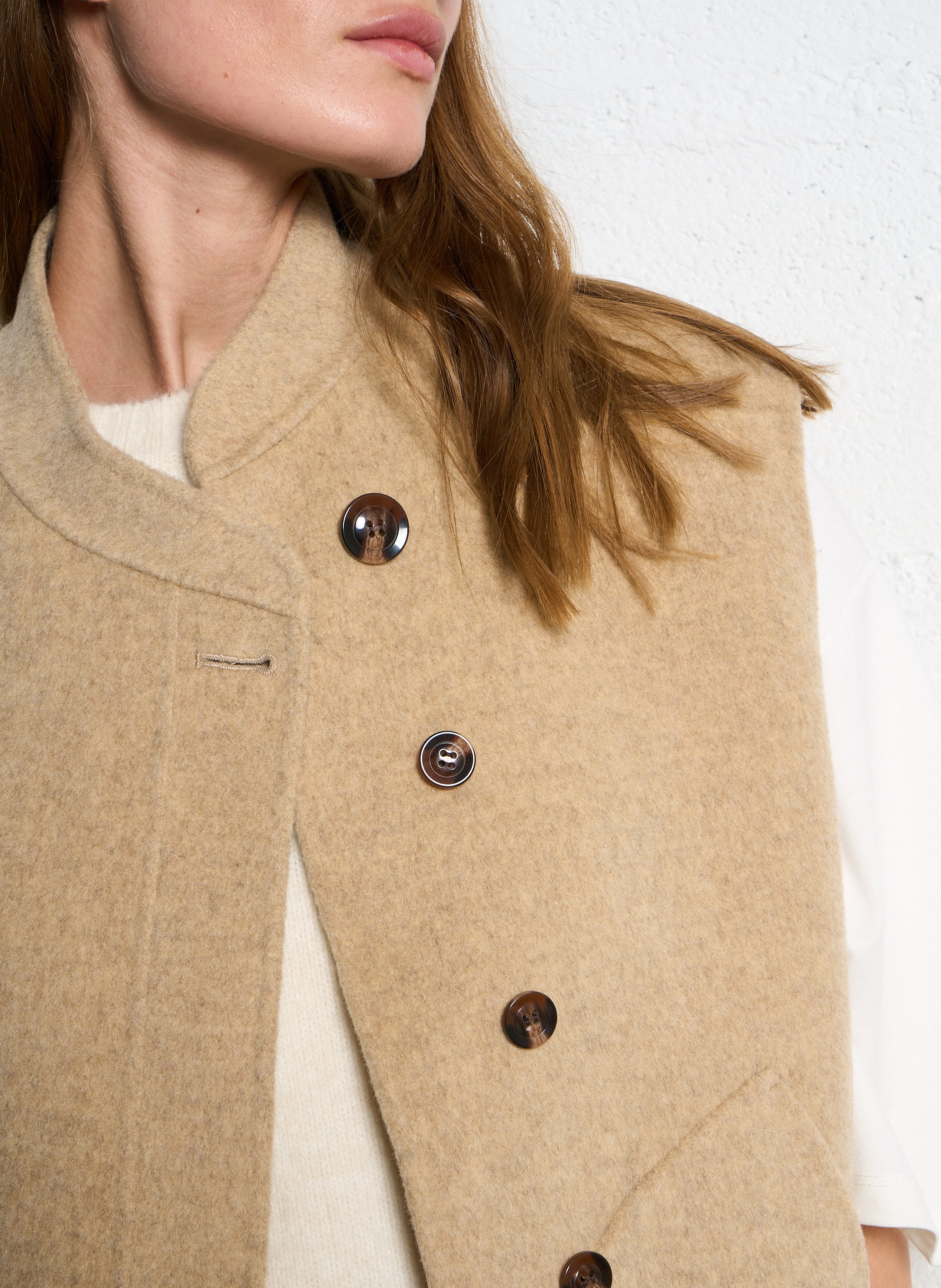 Blouson court sans manches en laine mélangée adeline SOEUR Beige