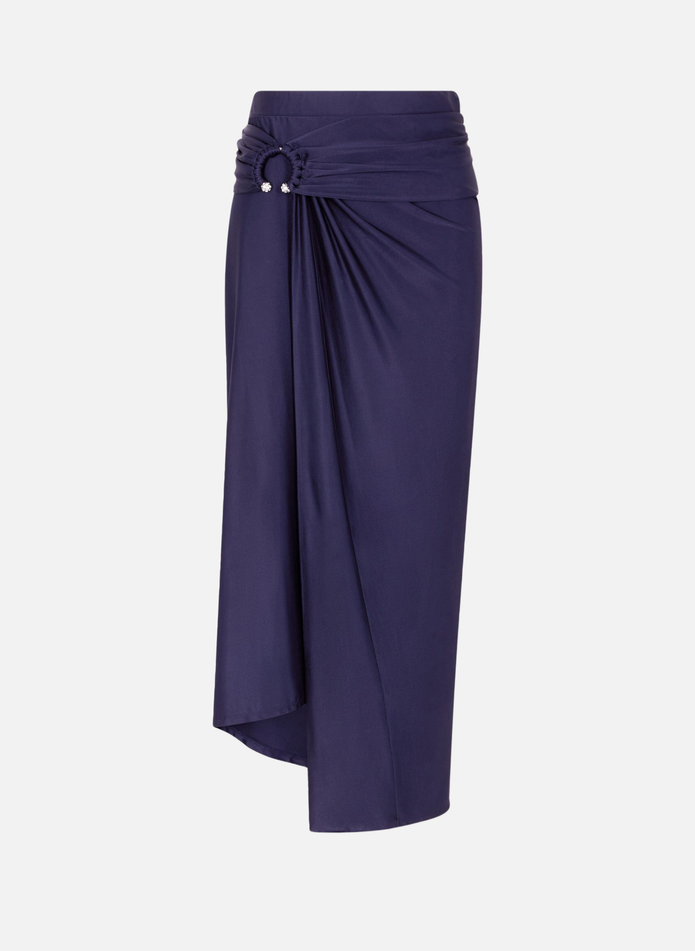 Jupe midi piercing en jersey RABANNE Bleu