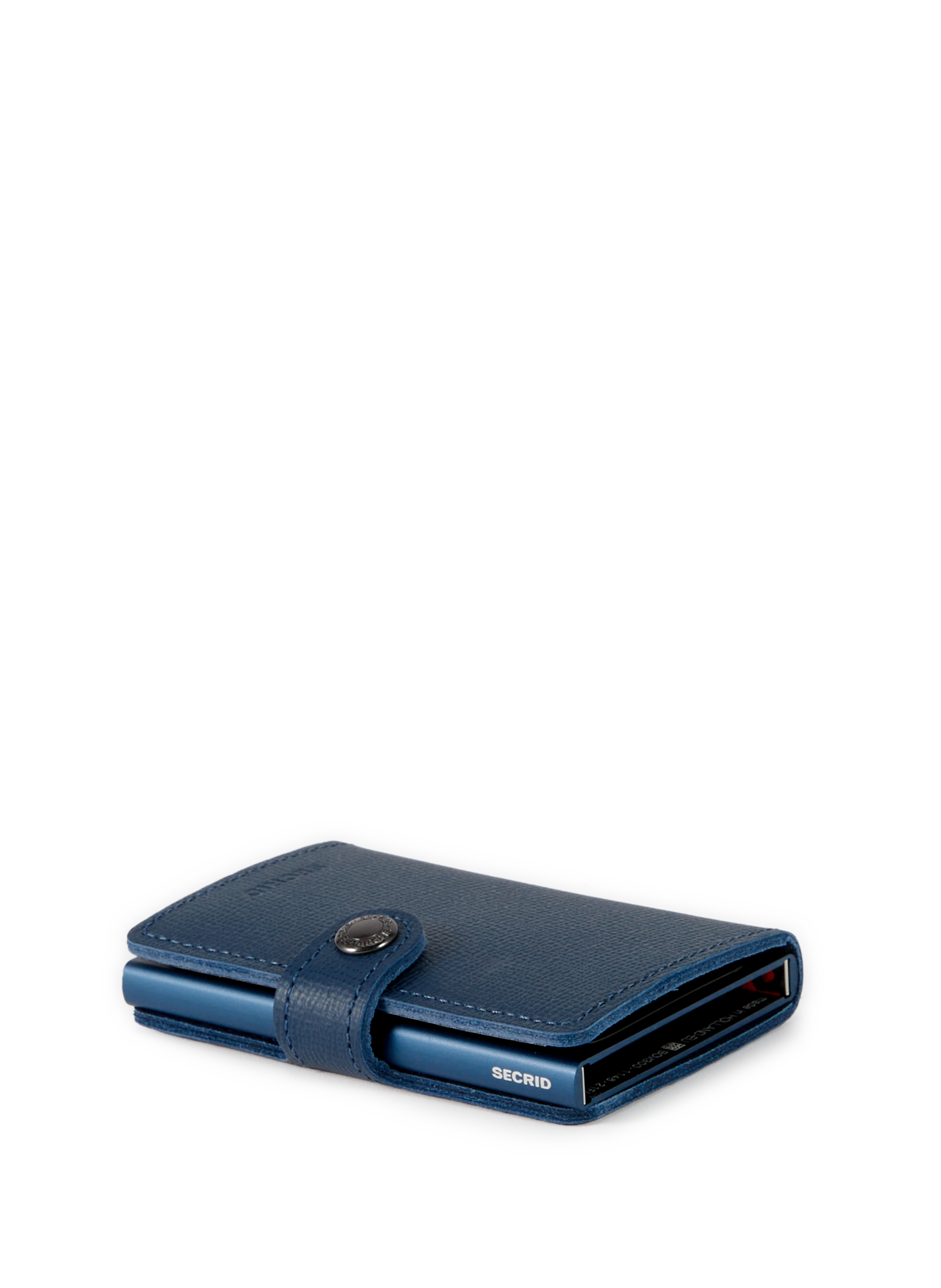 Mini mixed grain leather card holder SECRID Blue