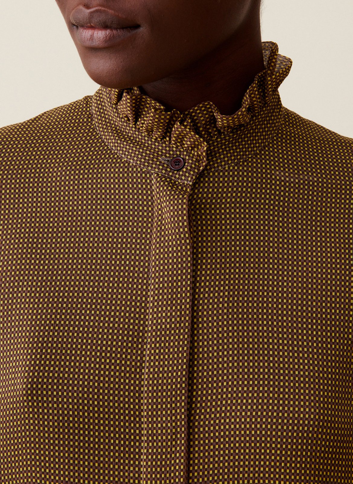 Chemise fluide à petits carreaux CLAUDIE PIERLOT Jaune