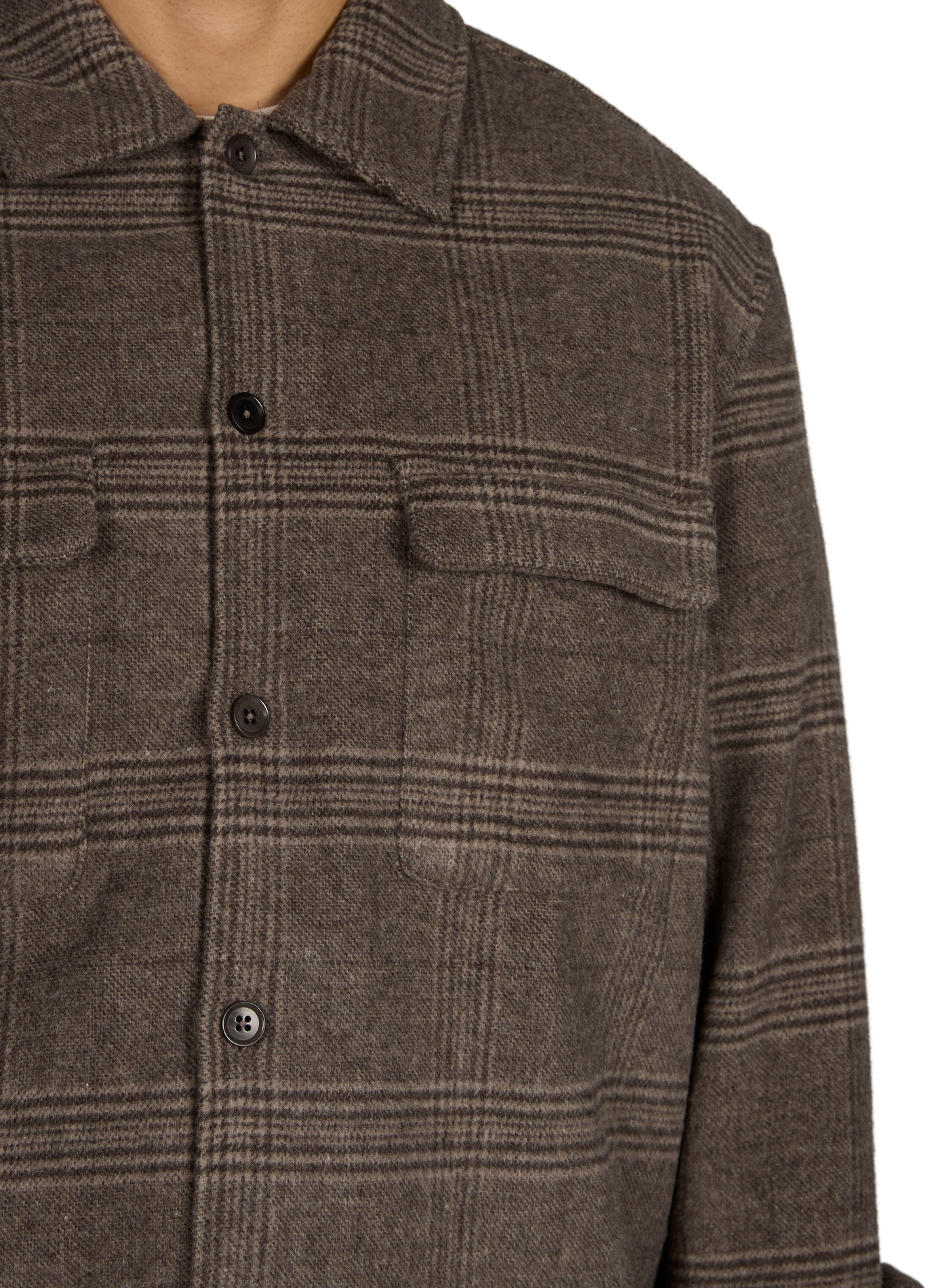 Wool-blend check overshirt SAMSOE SAMSOE Black