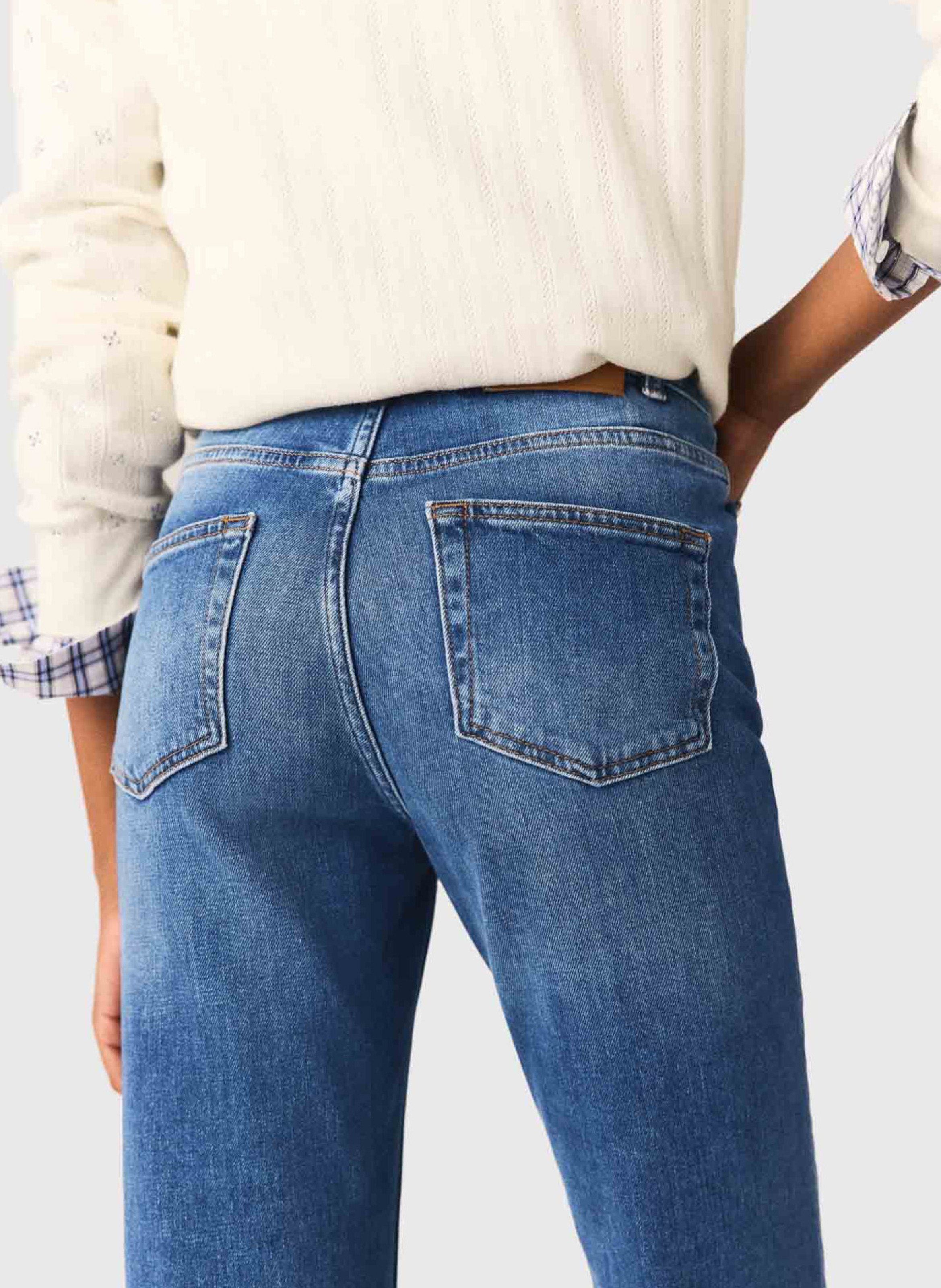 Jean cropped en coton mélangé MAJE Bleu