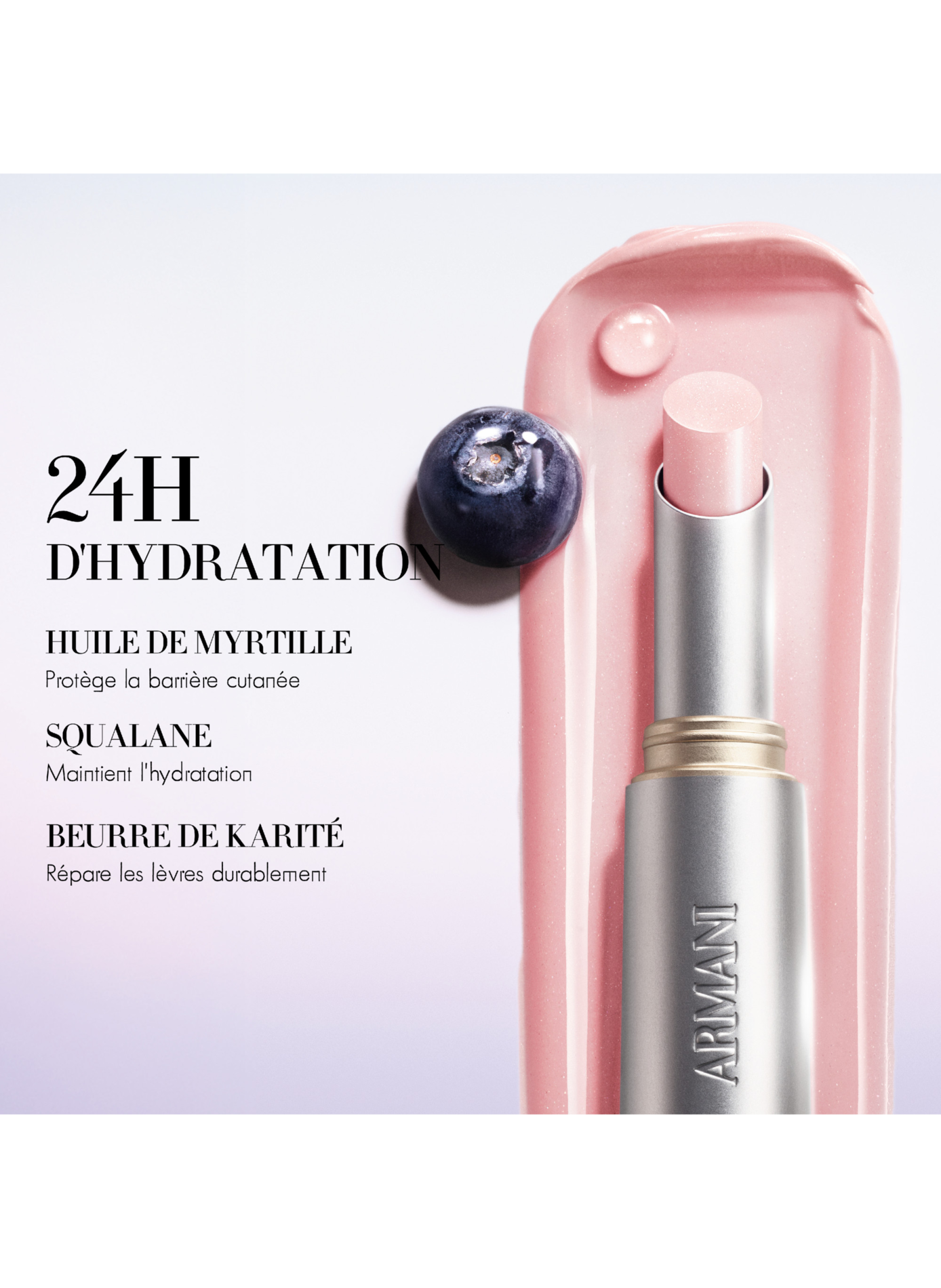 Prisma Glass Lip Balm intense color and shine ARMANI Amethyst flash