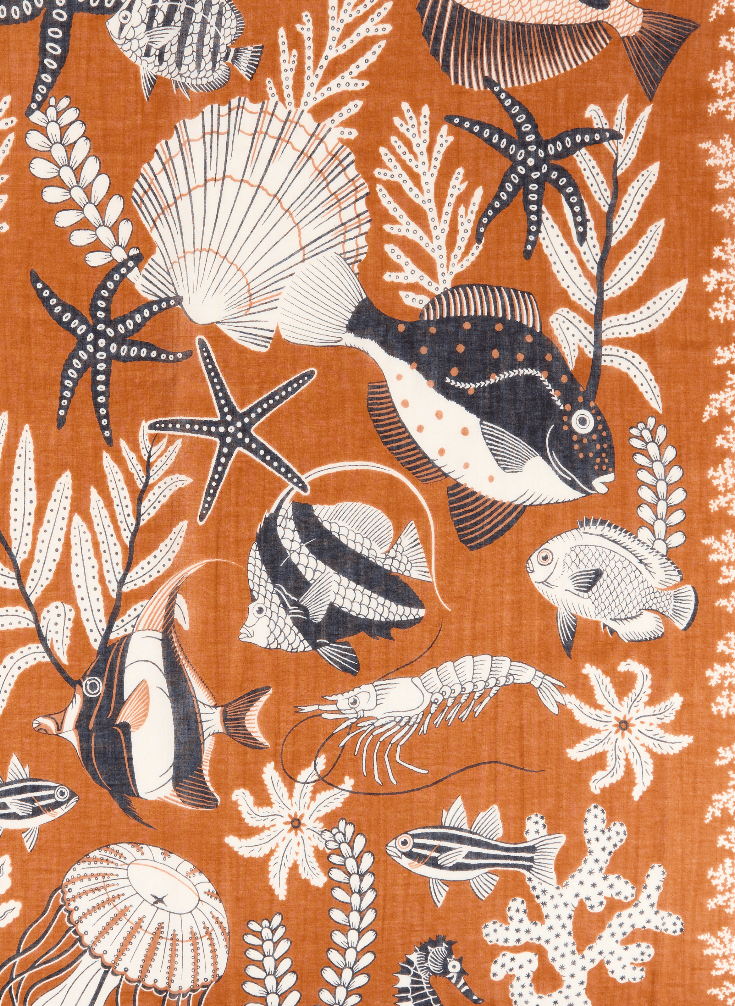 Printed cotton scarf INOUI EDITIONS Brown