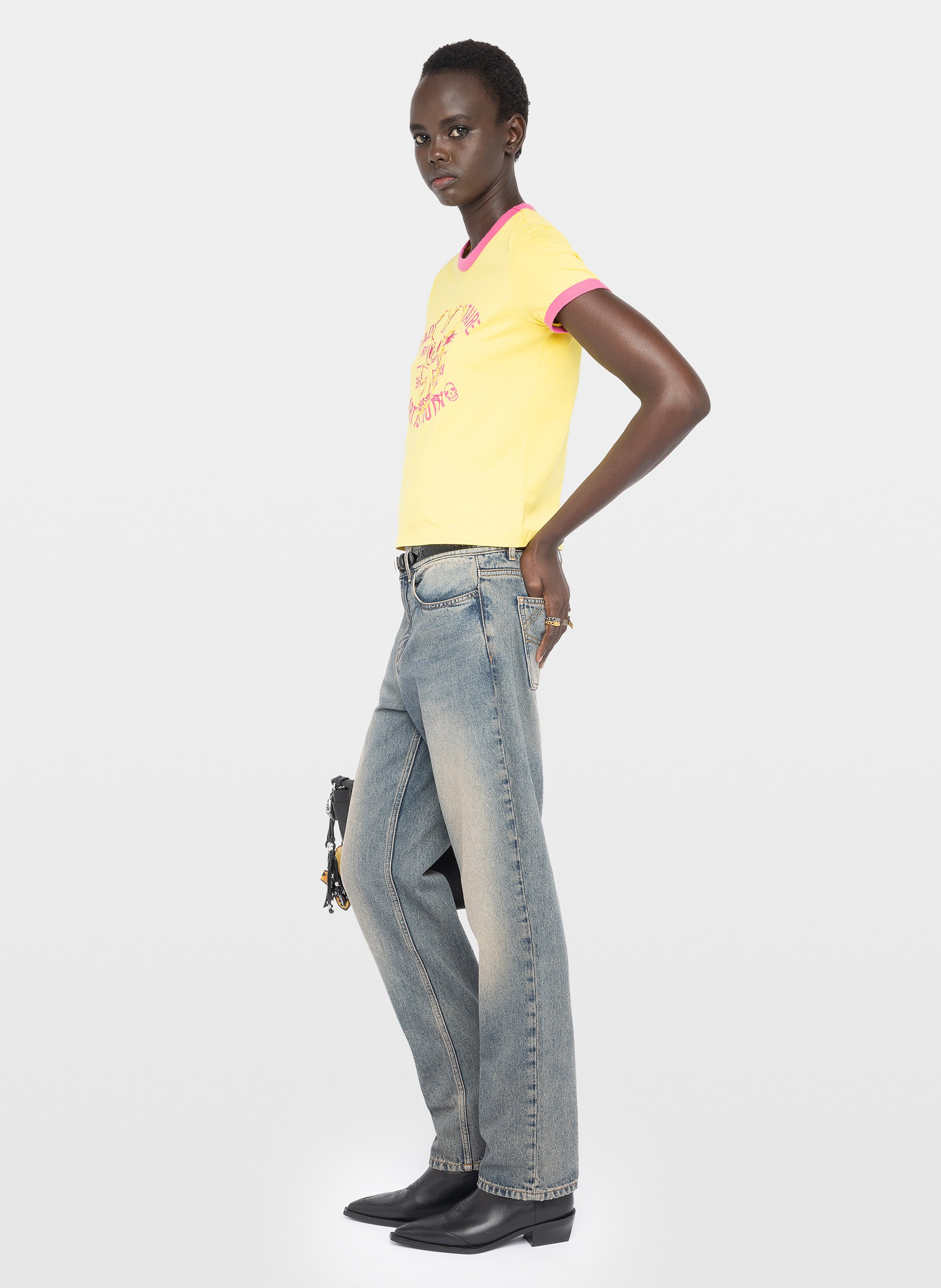 Tee-shirt col rond manches courtes imprimé woos ZADIG&VOLTAIRE Jaune