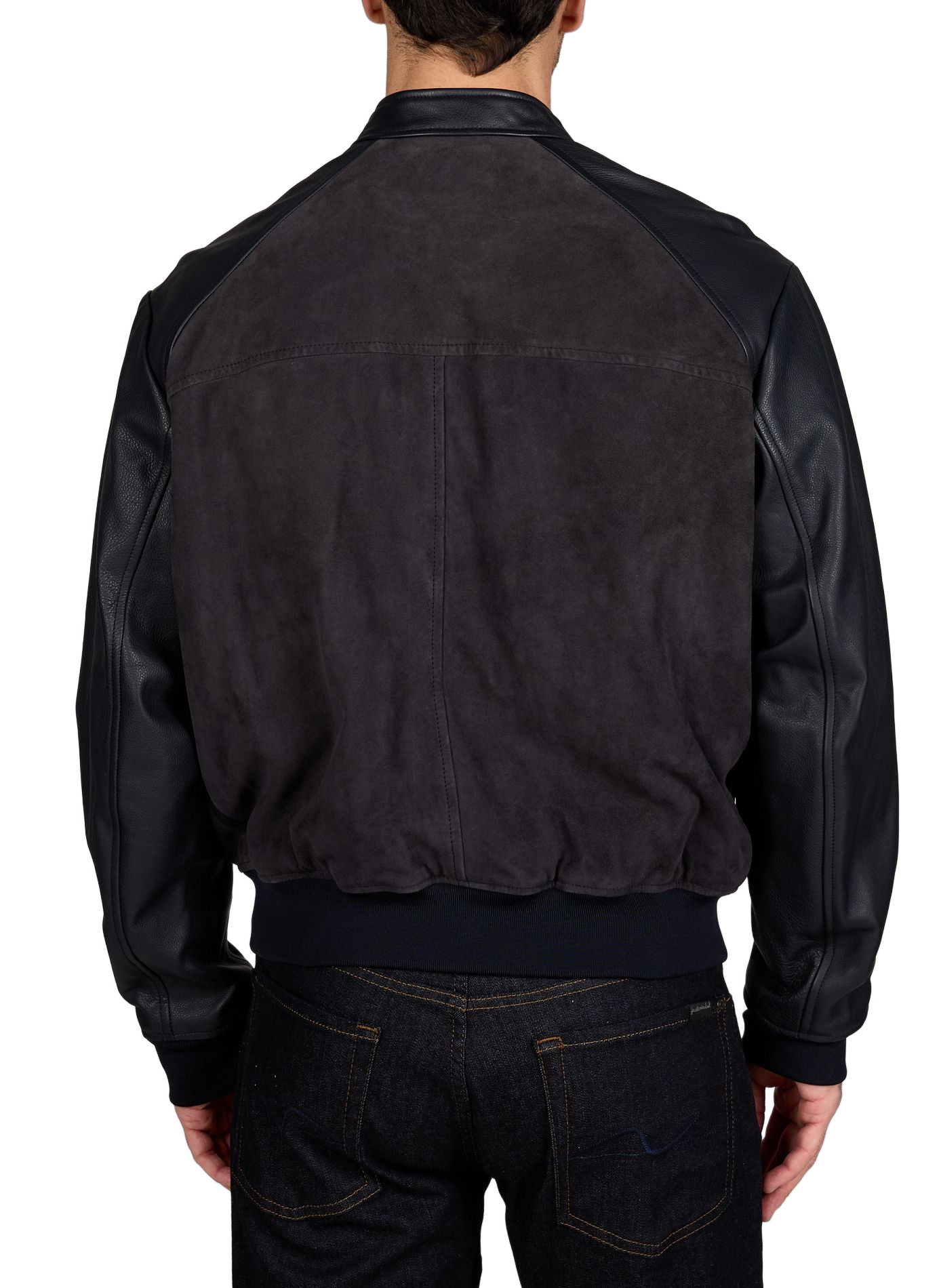 Veste à col montant en cuir daim ARMANI EXCHANGE Bleu