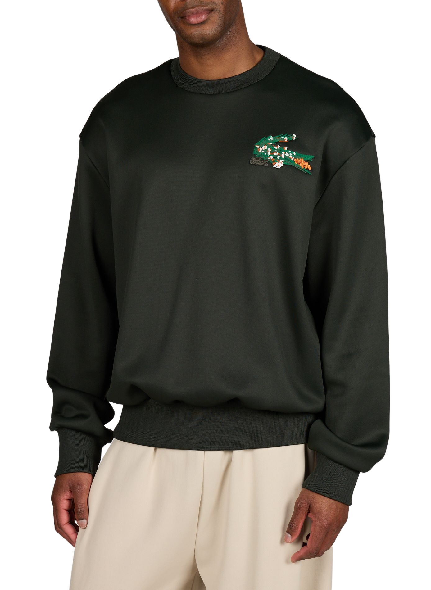 Glänzender Sweatshirt mit Logo-Stickerei LACOSTE Grun