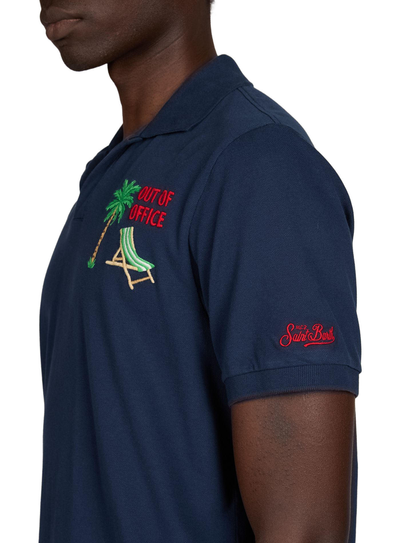 Polo con múltiples bordados en mezcla de algodón MC2 SAINT BARTH Azul