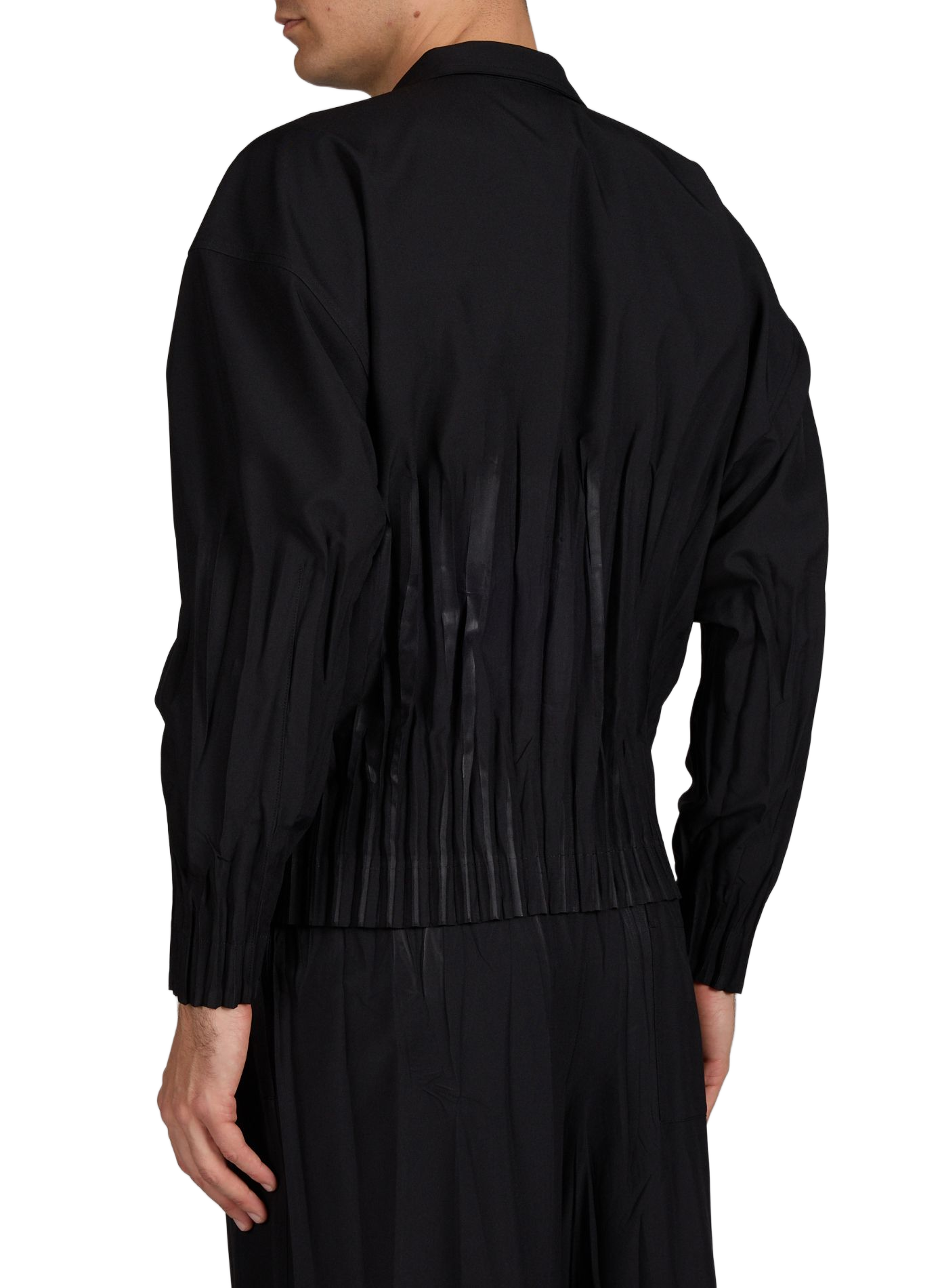 Veste plissée à col montant ISSEY MIYAKE Noir