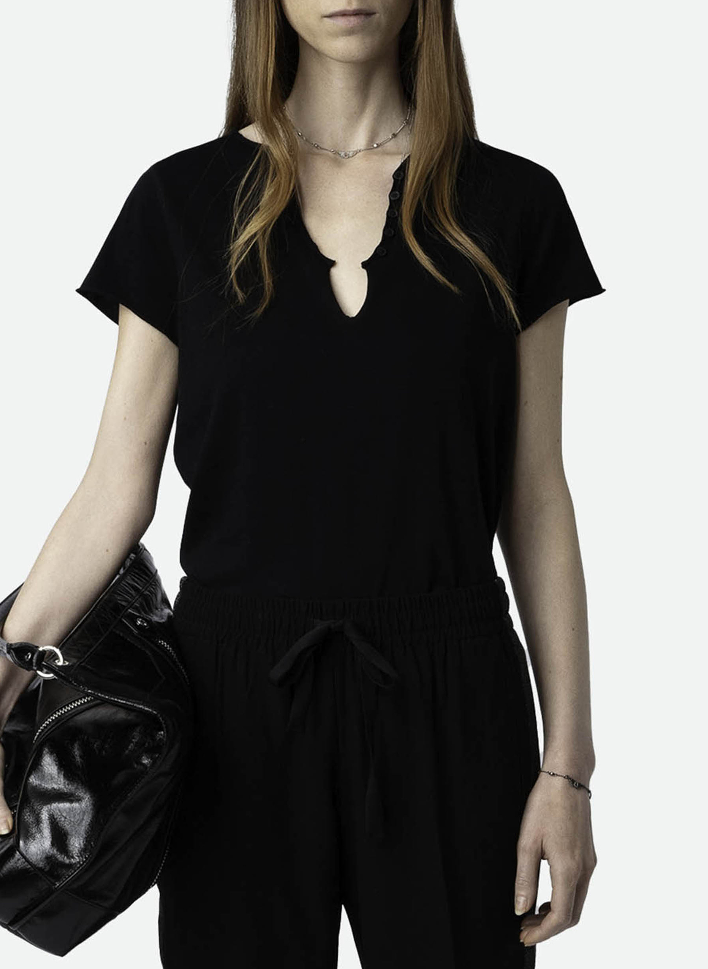 Tee-shirt droit en coton bio tuni ZADIG&VOLTAIRE Noir