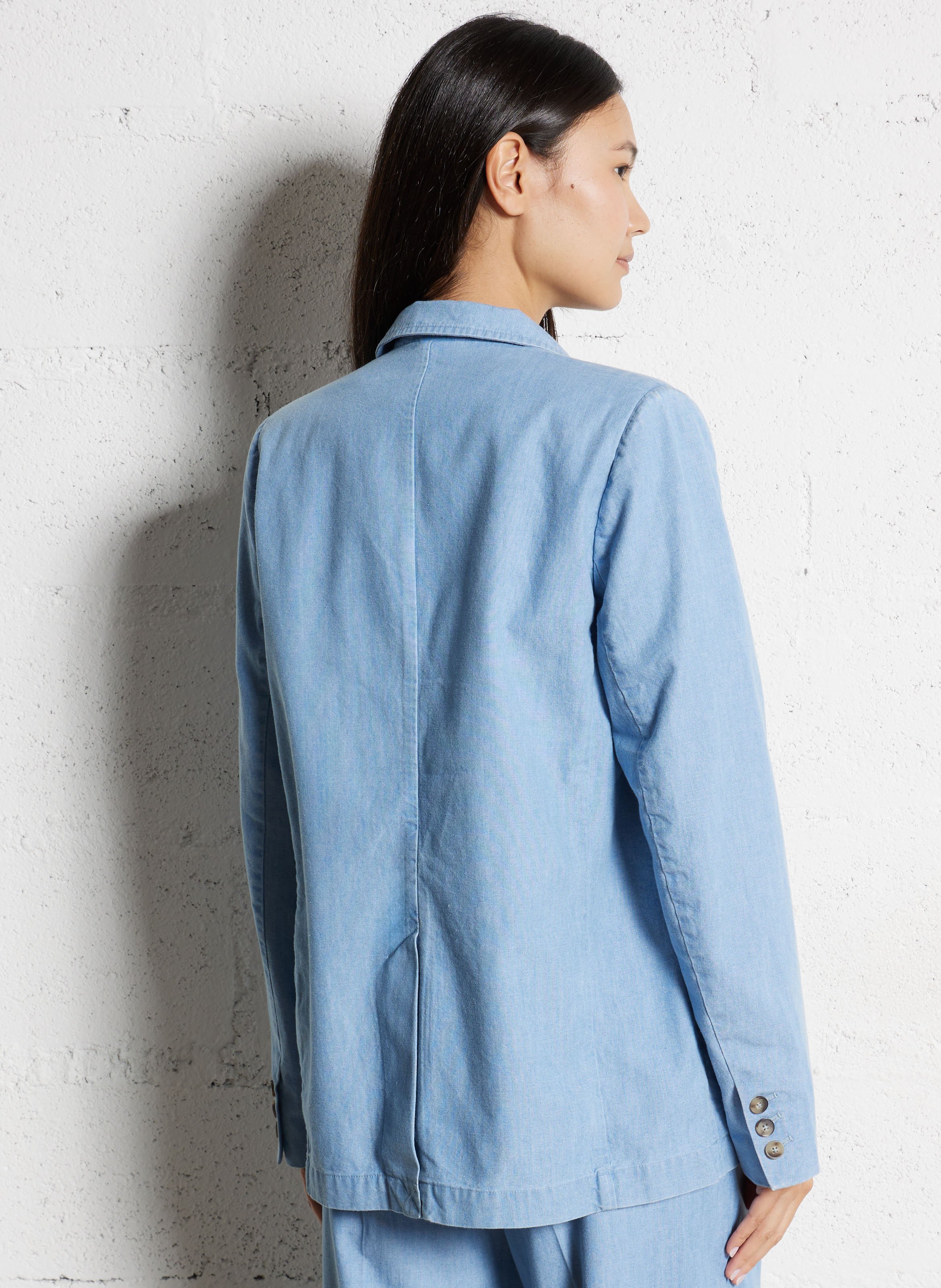 Veste droite col tailleur en coton IKKS Bleu