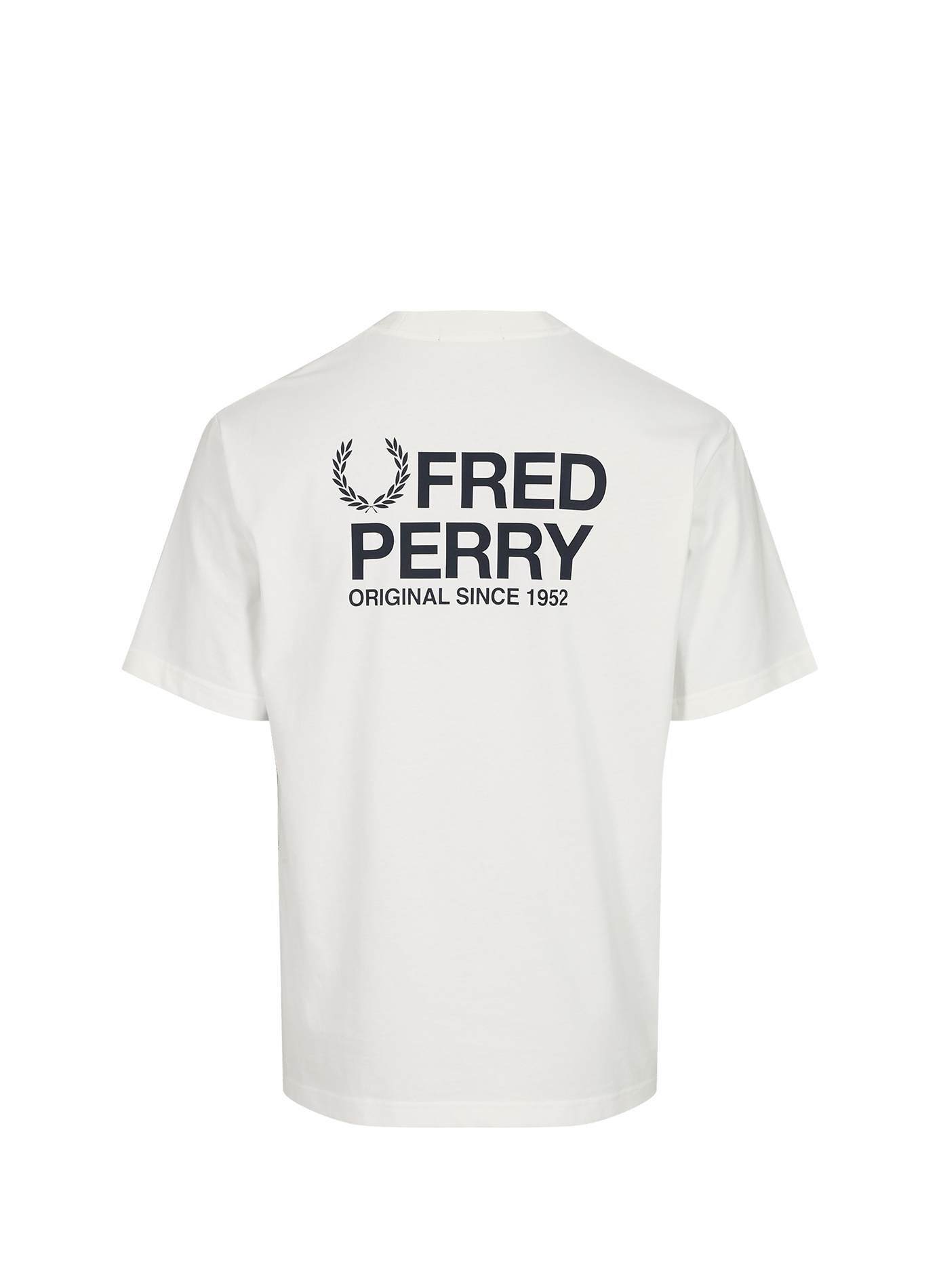 T-shirt à col rond et logo au dos en coton FRED PERRY Blanc