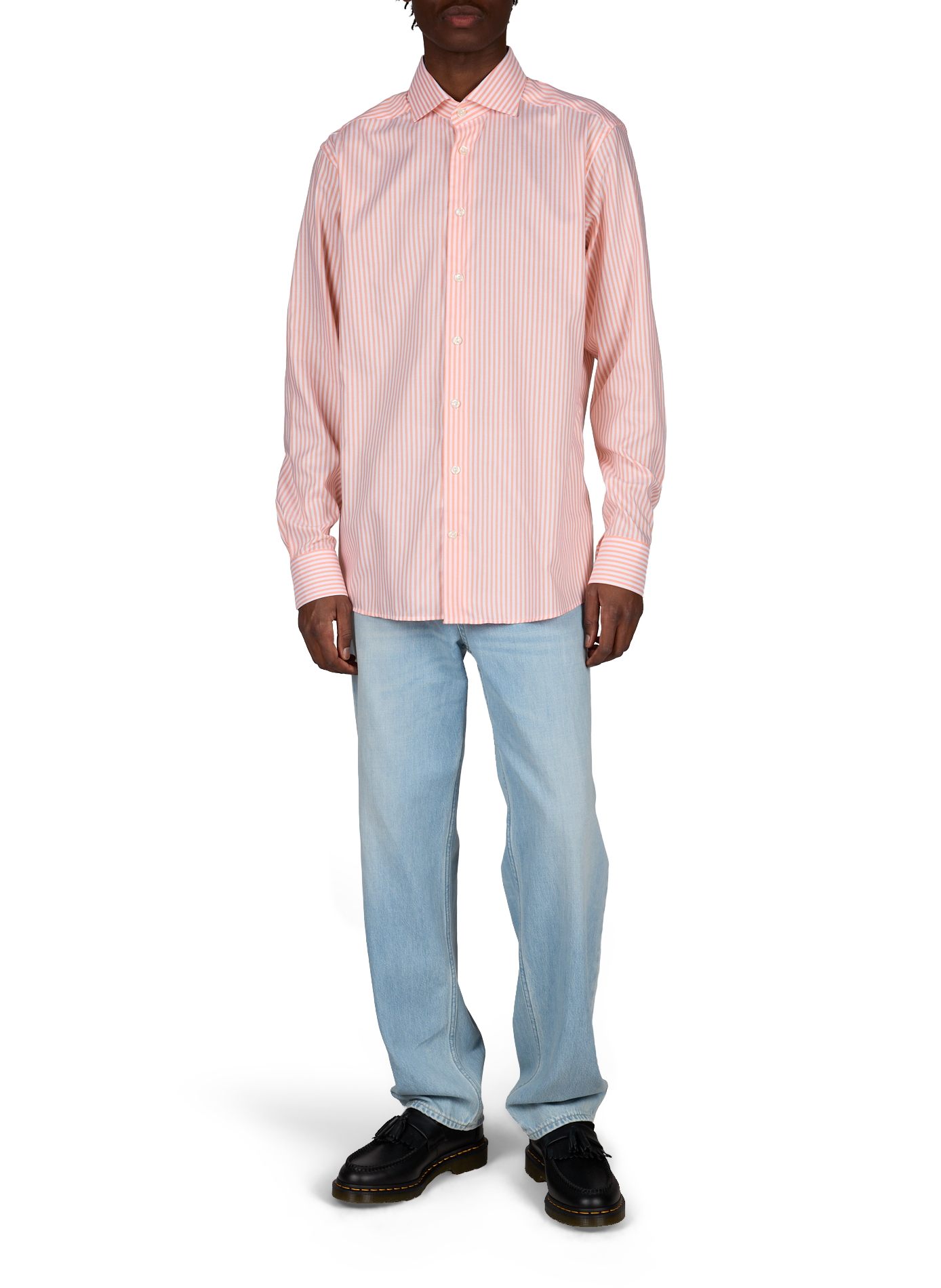 Slim-fit striped cotton shirt ETON Orange