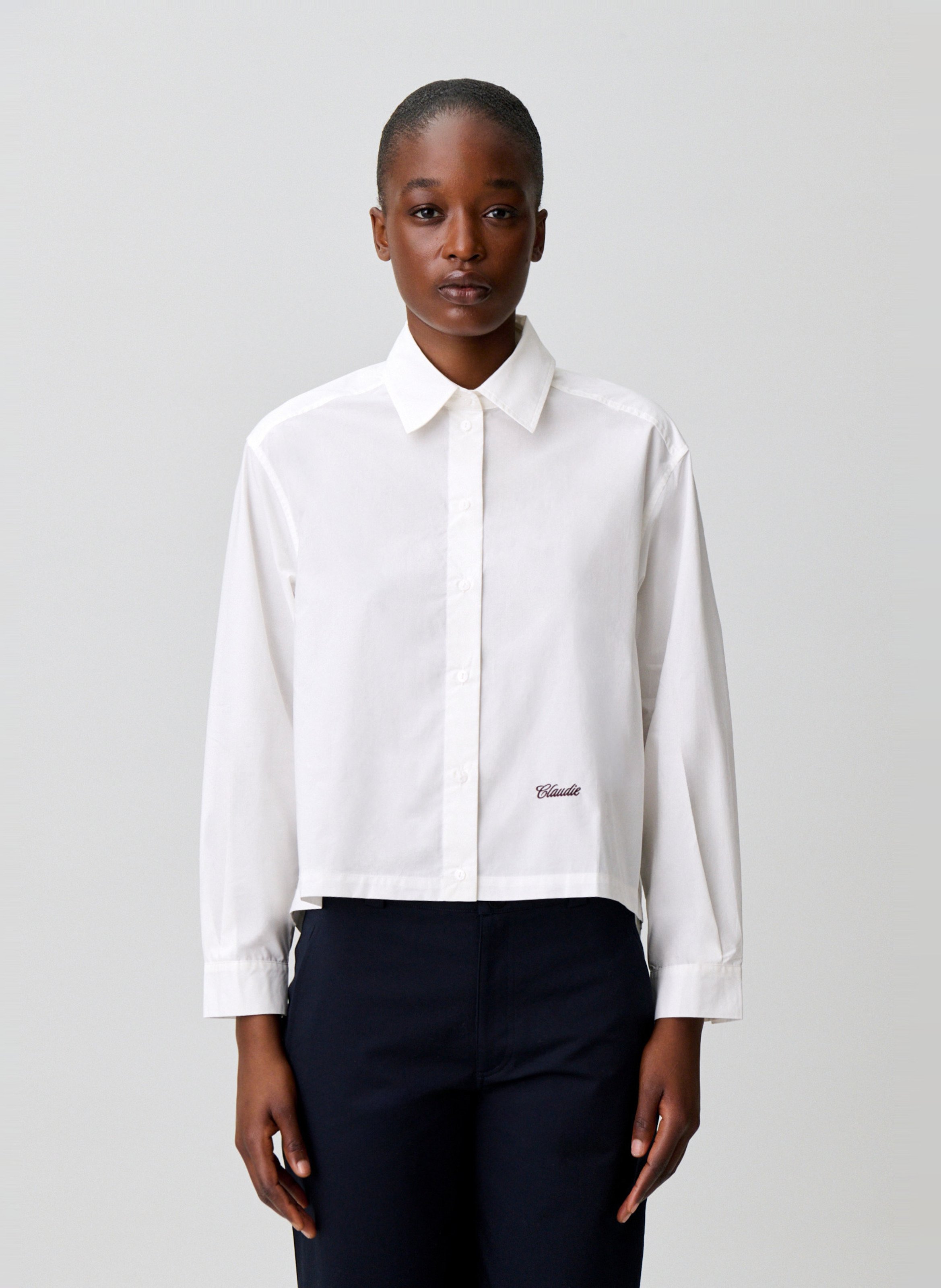 Chemise droite col classique en coton CLAUDIE PIERLOT Beige