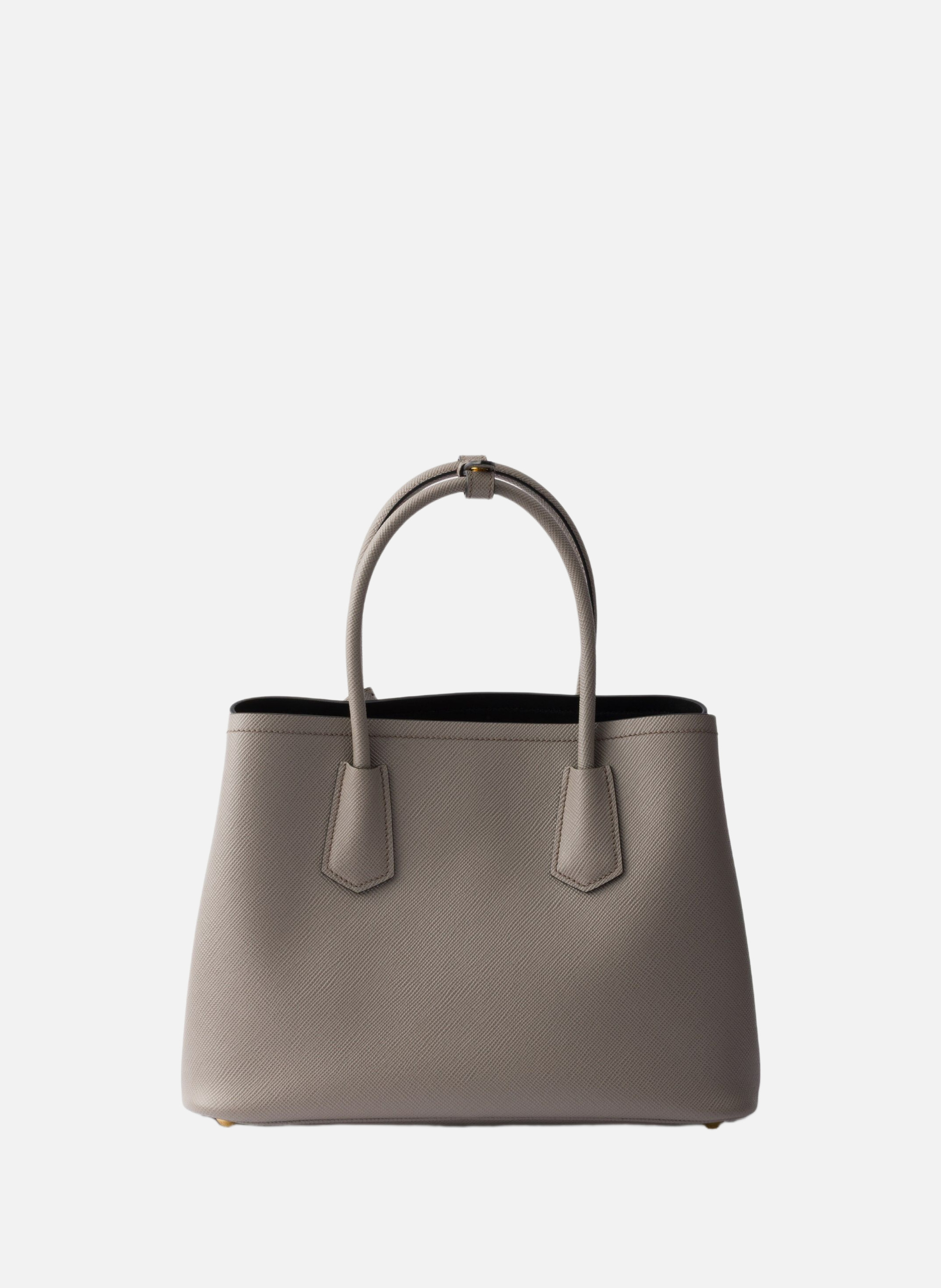 Sac prada double en cuir saffiano PRADA Gris