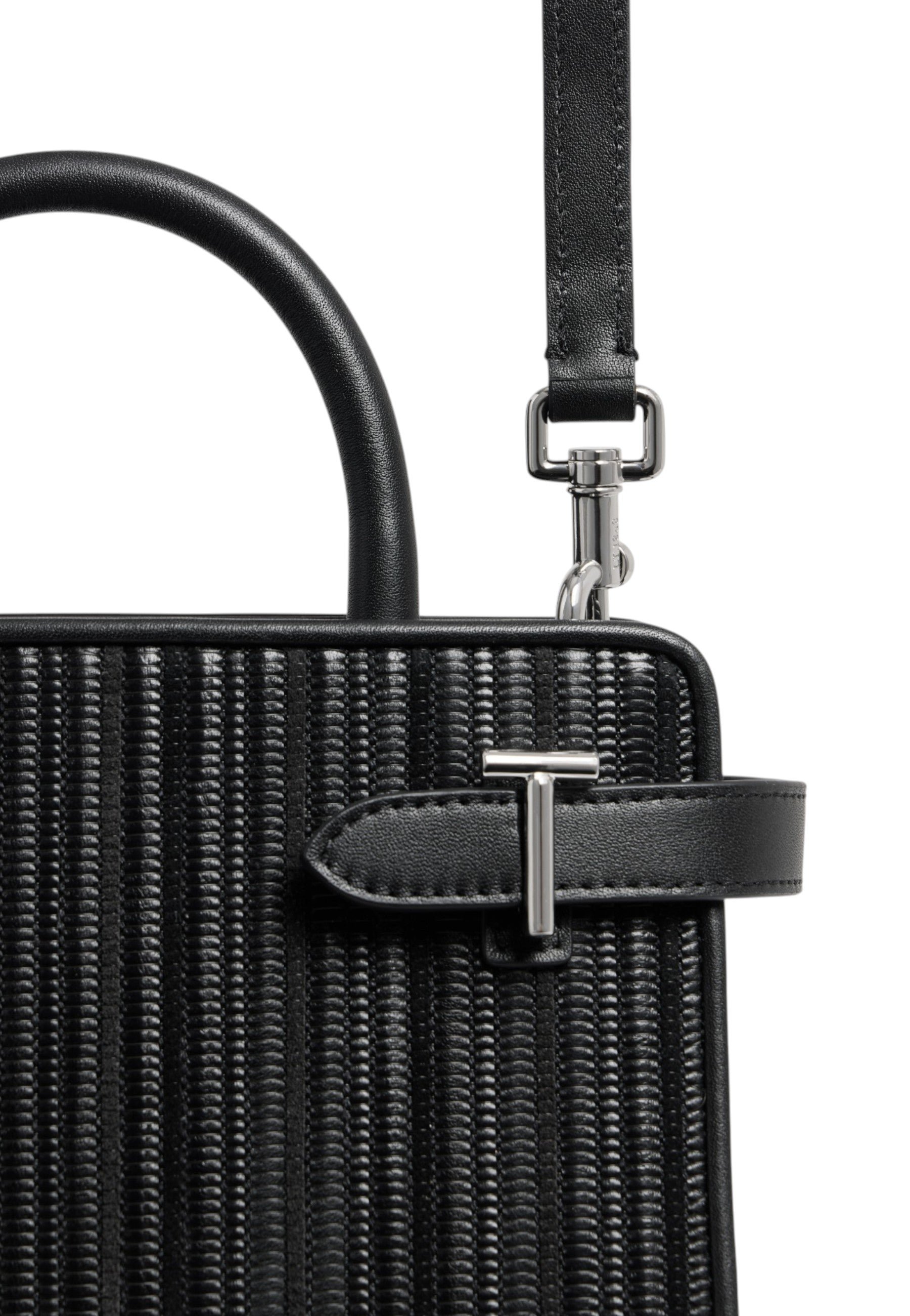 Petit sac à main emilie en cuir tressé réemployé LE TANNEUR Noir