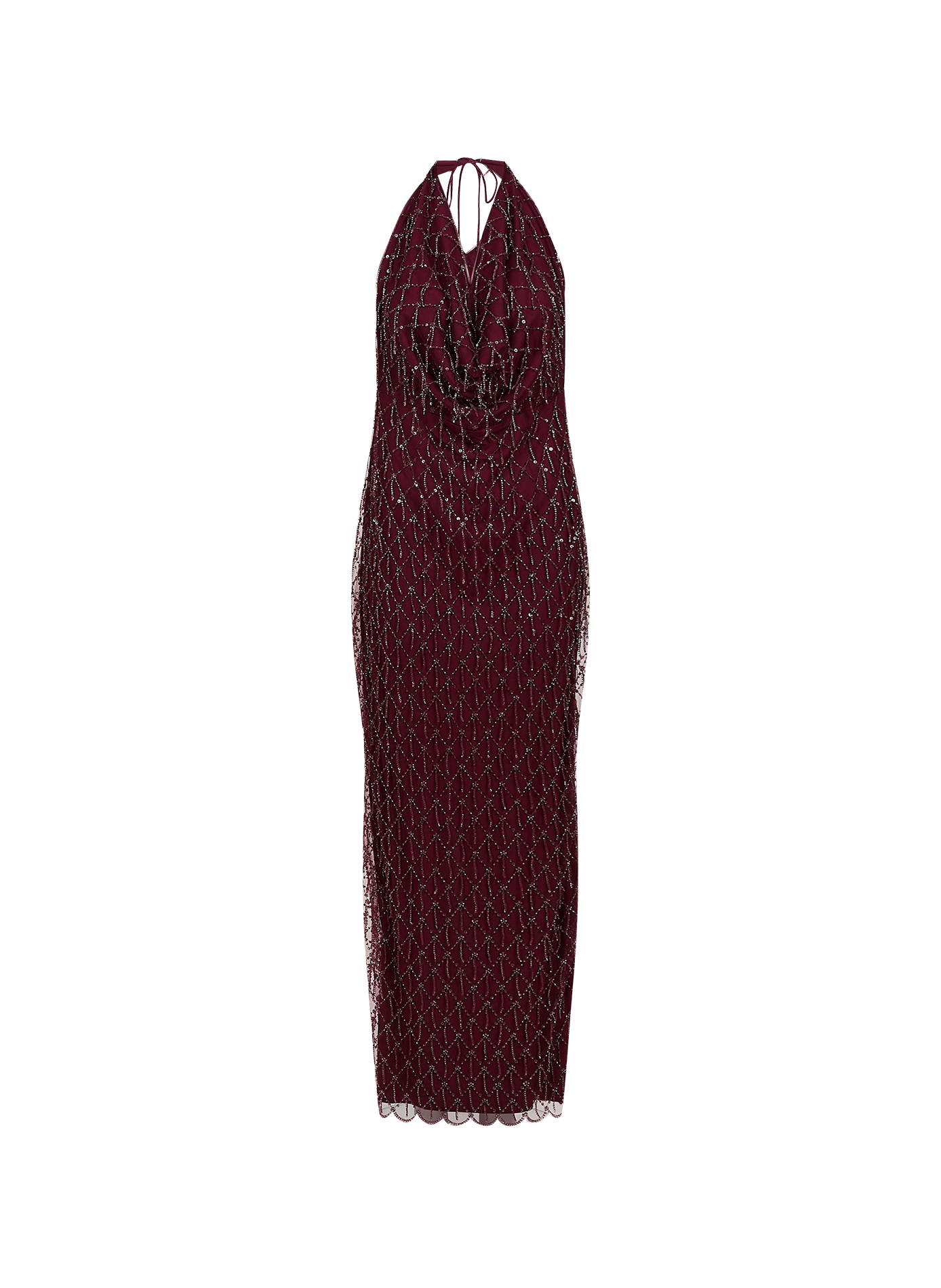 Robe midi dos nu à sequins ROTATE Rouge