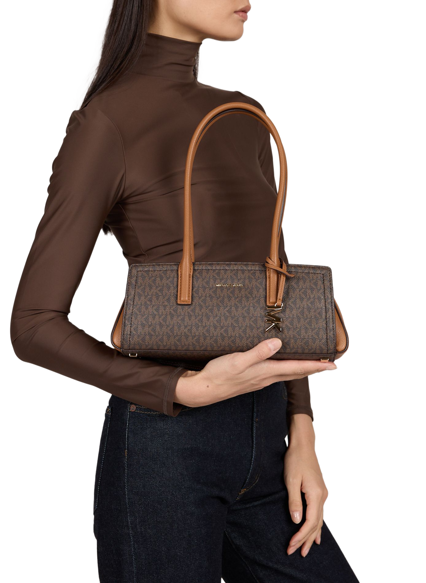 Sac baguette à monogrammes MICHAEL KORS Marron