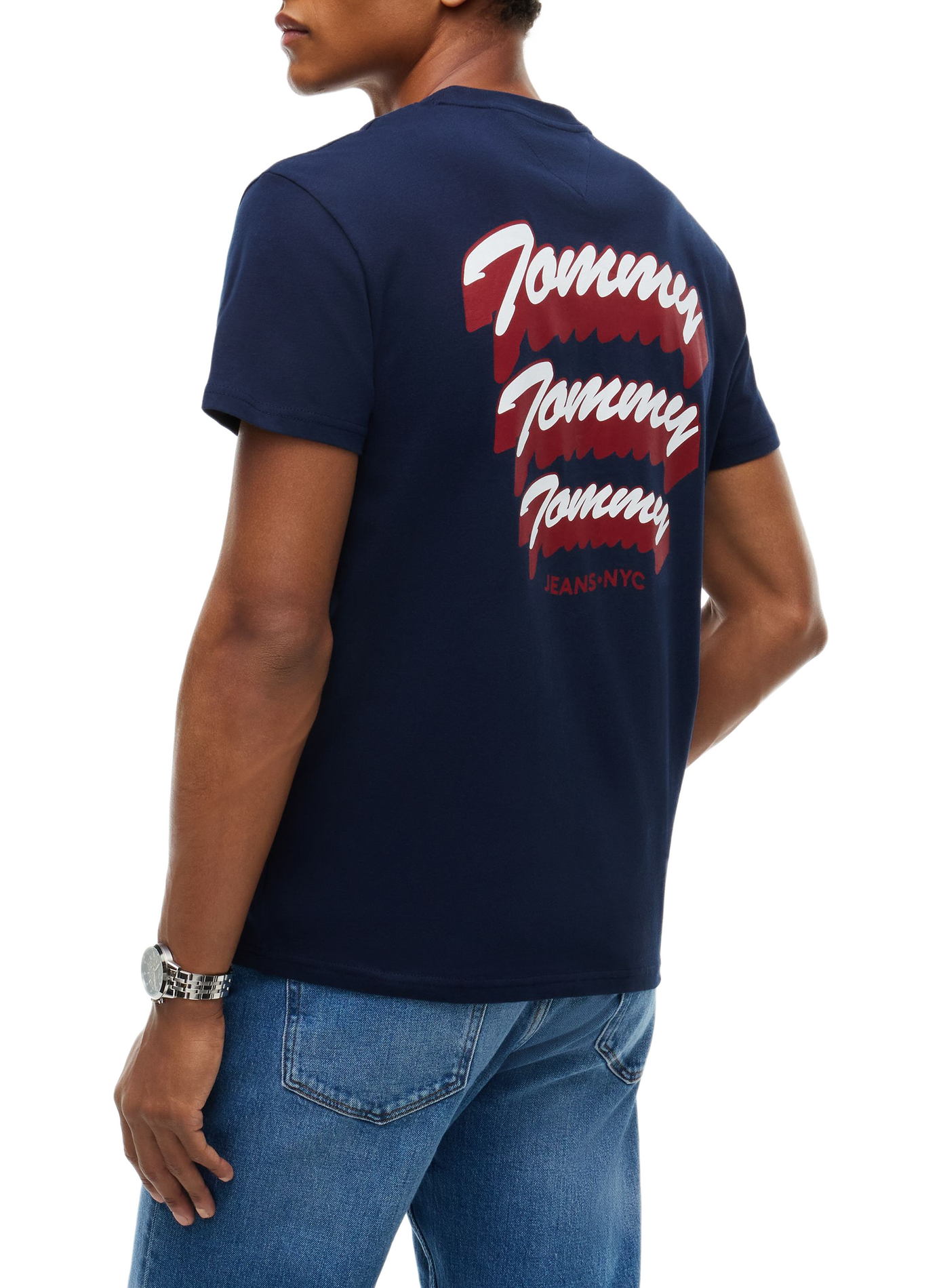 T-shirt col rond uni à sérigraphies TOMMY HILFIGER Bleu