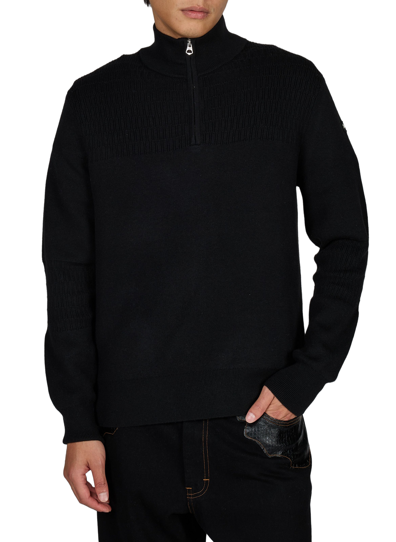Pullover mit Reißverschluss-Stehkragen SCHOTT Schwarz