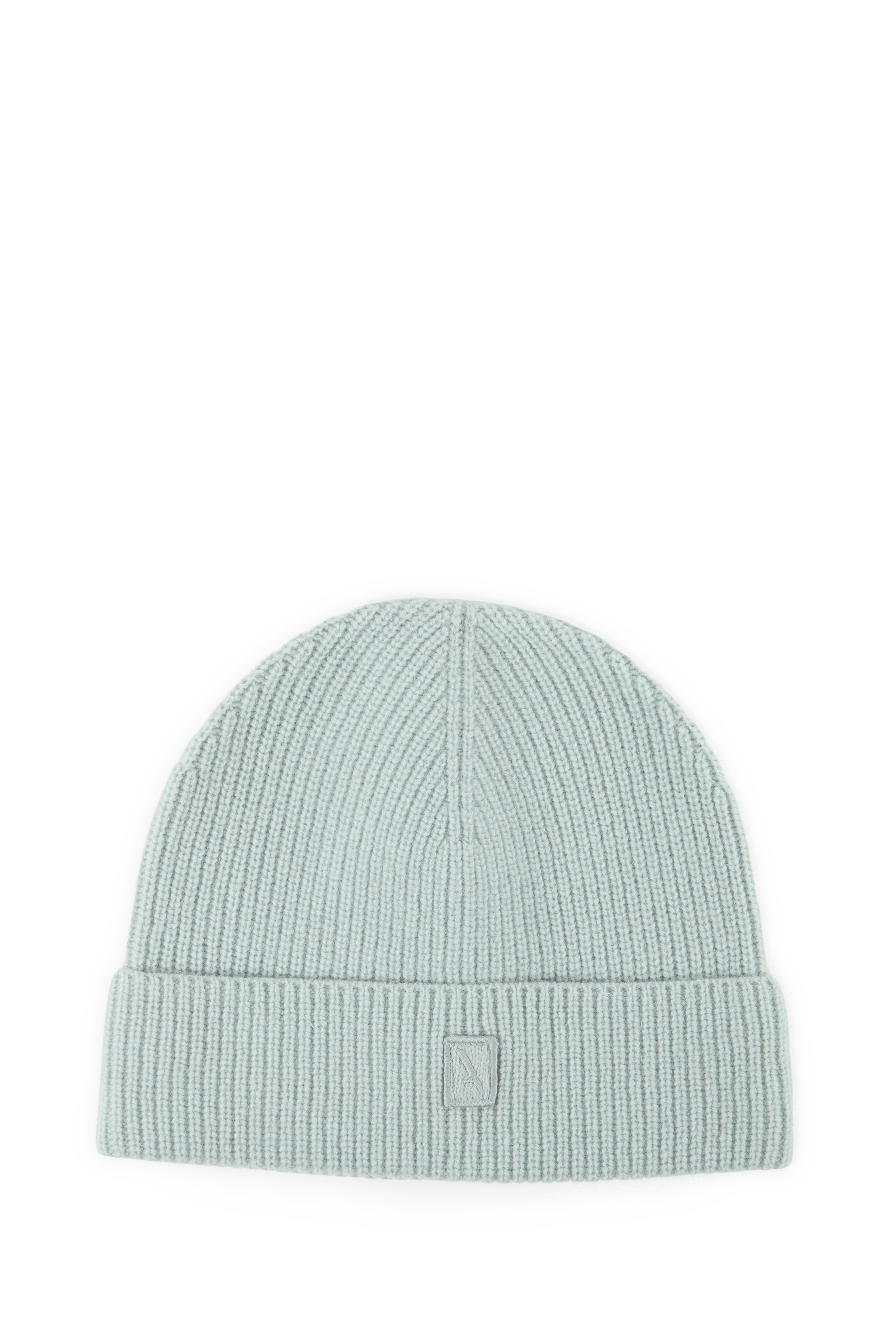 Plain turn-up beanie in a wool blend  Opal