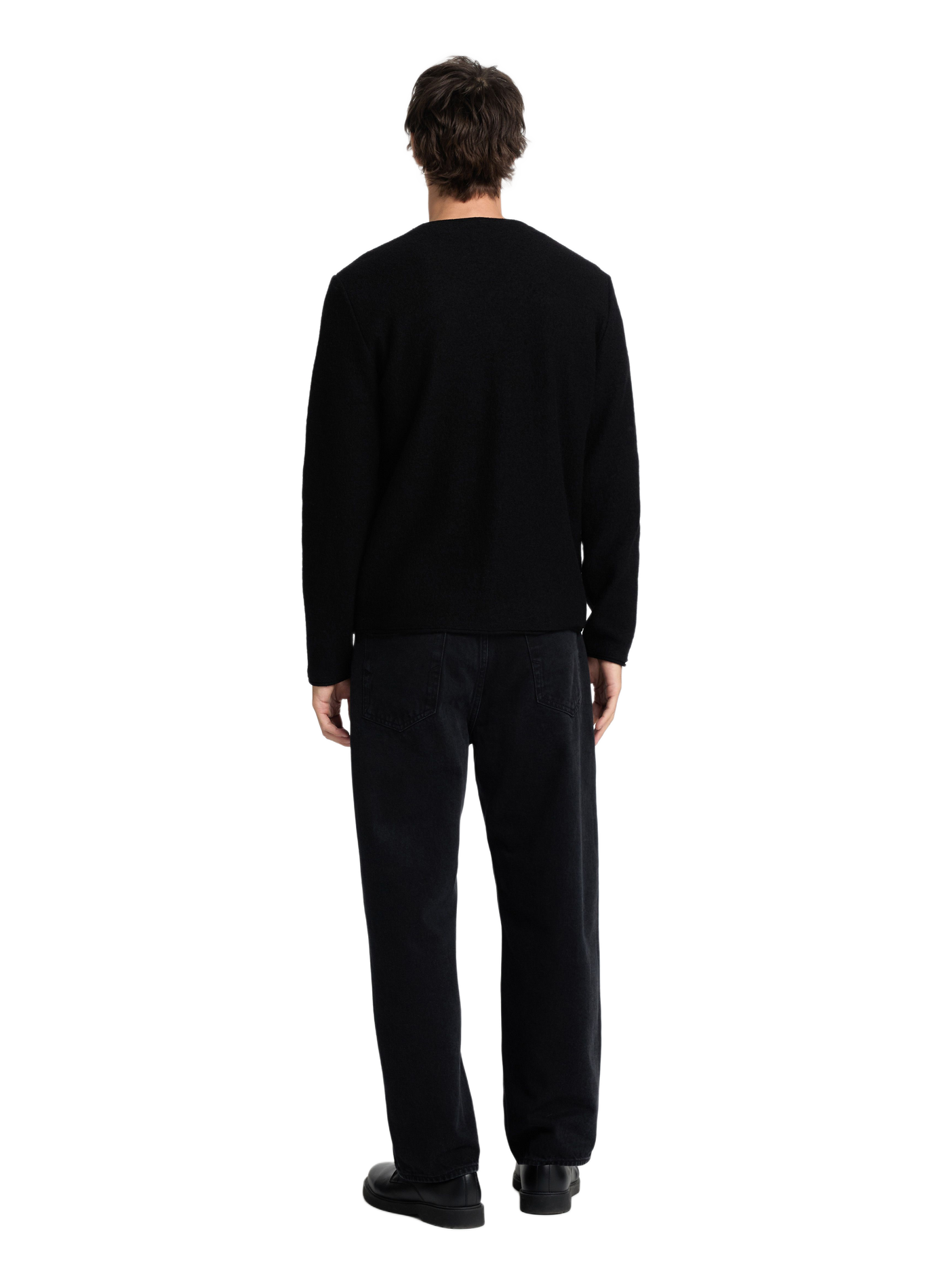 Gerade geschnittene Strickjacke mit V-Ausschnitt aus Wolle SELECTED Schwarz