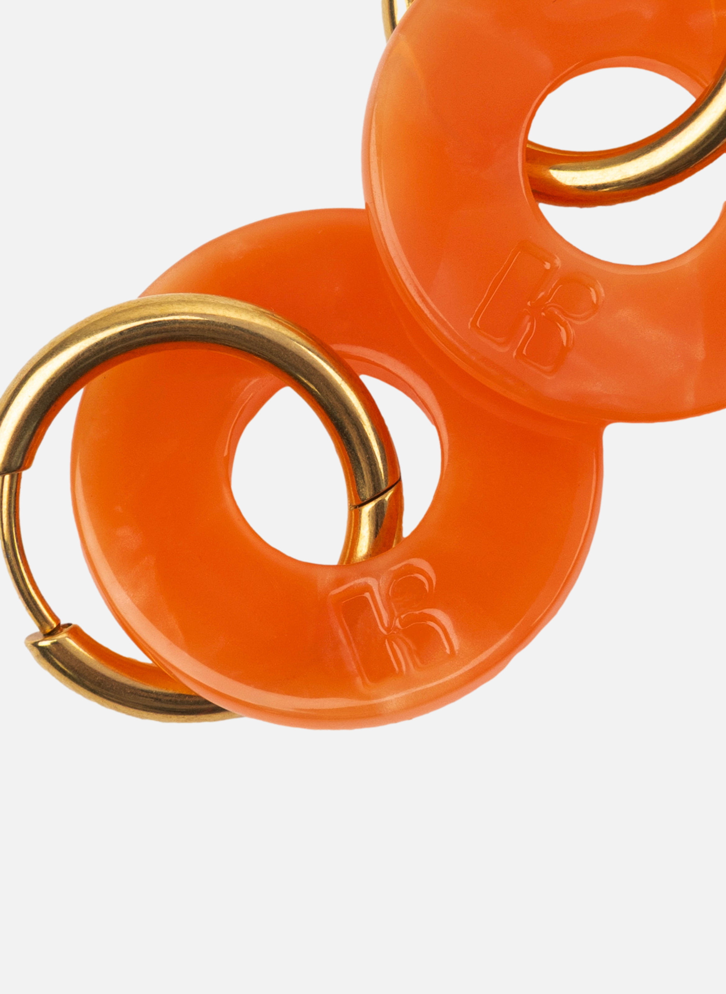 Boucles d'oreilles donuts avec anneaux en acier inoxydable argenté | Orange KURAGE GINZA Montres et Bijoux