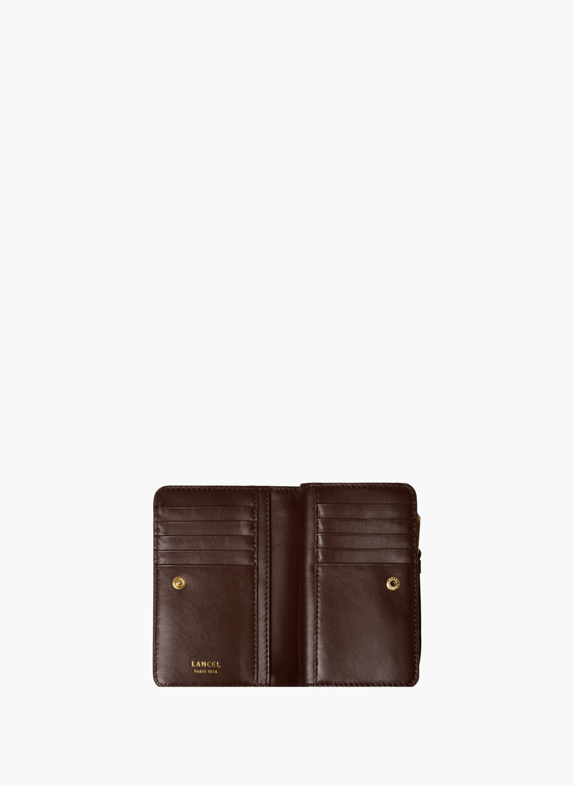 Portefeuille rectangulaire zippé origami de lancel en cuir LANCEL Marron