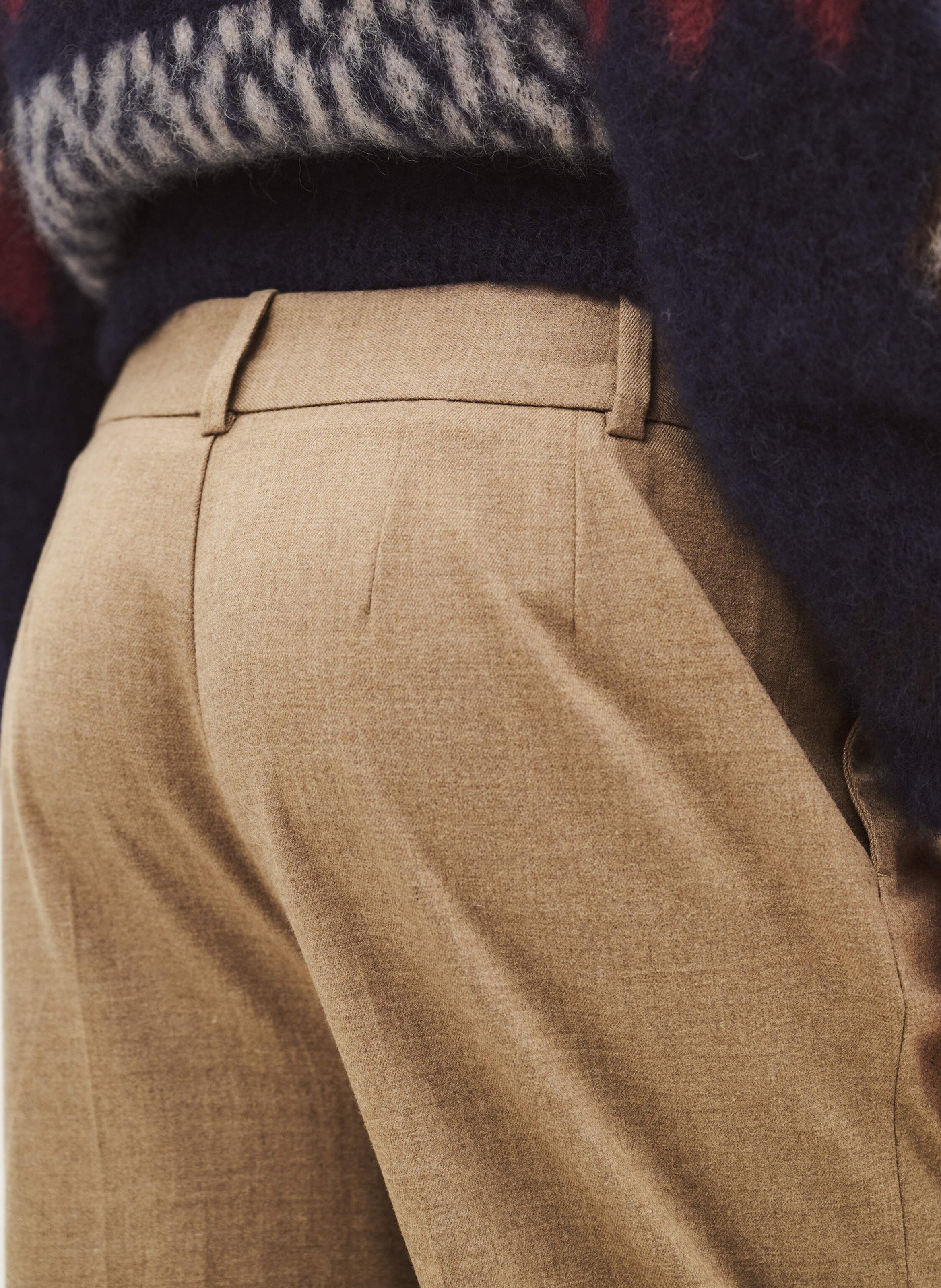 Effen pantalon met wijde pijpen en plooien Twani BA&SH Beige