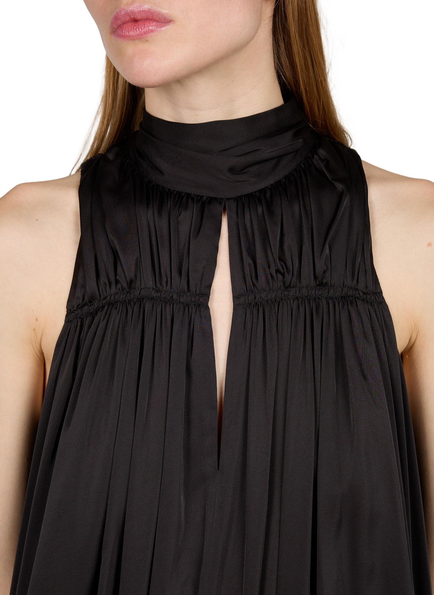 Loose-Fitting Short Satin Dress ROTATE Black