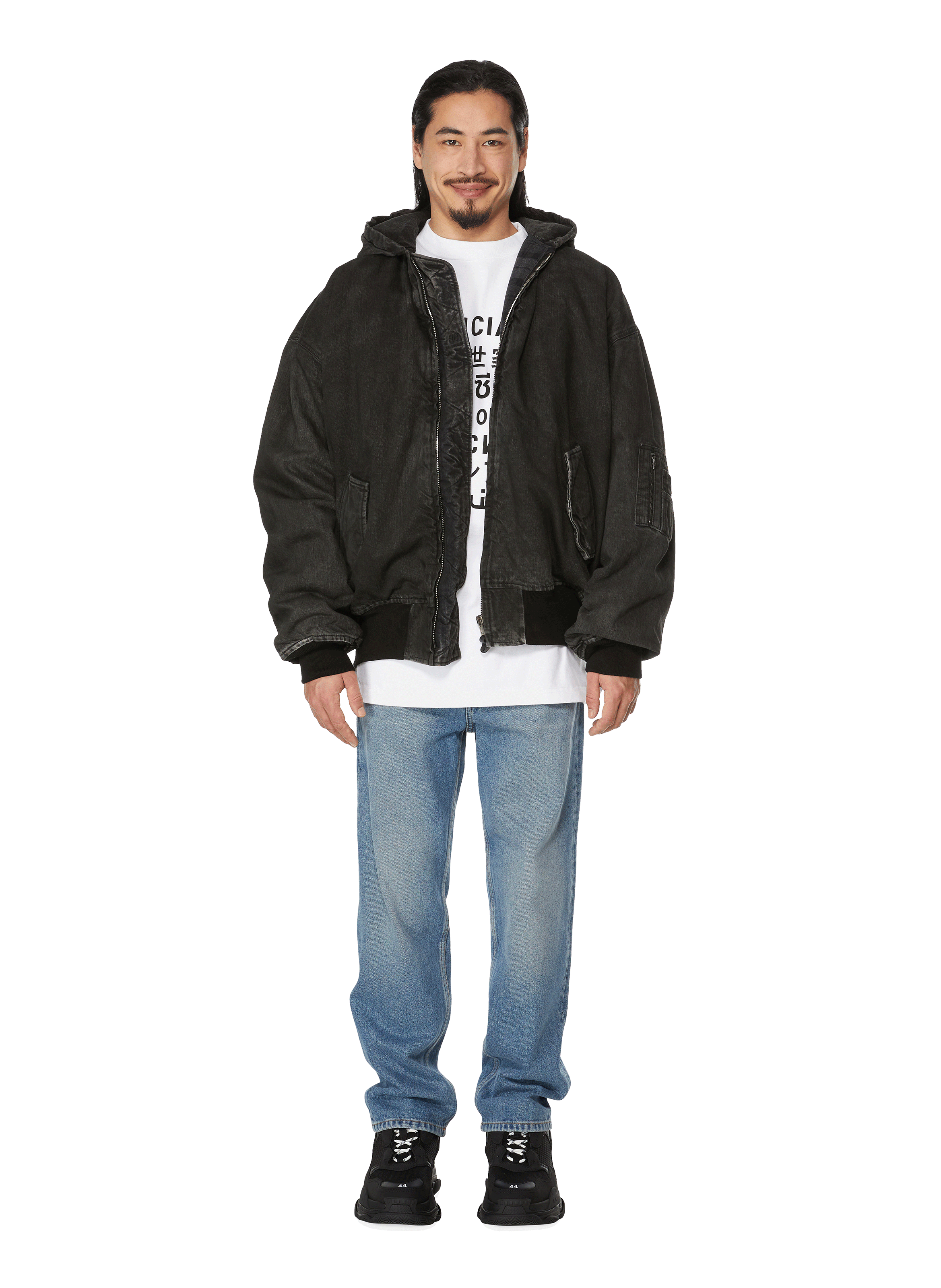 fleece system hooded bomber jacket