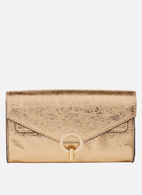 Pochette en cuir métallisé Doré by SANDRO SANDRO Pochette en cuir métallisé Doré
